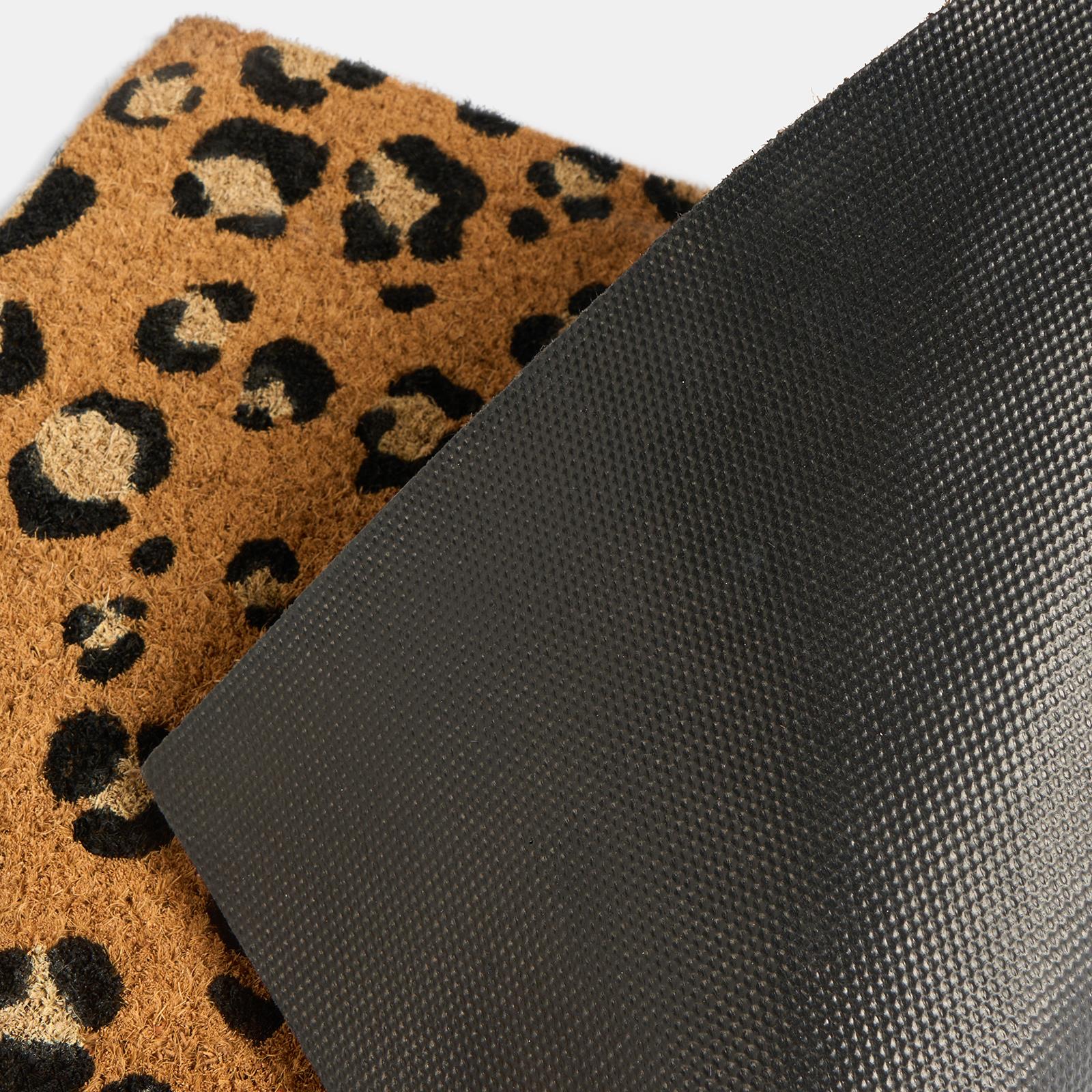 OHS Leopard Print Doormat Non Slip Indoor Outdoor Natural Coir Door Mat Rug