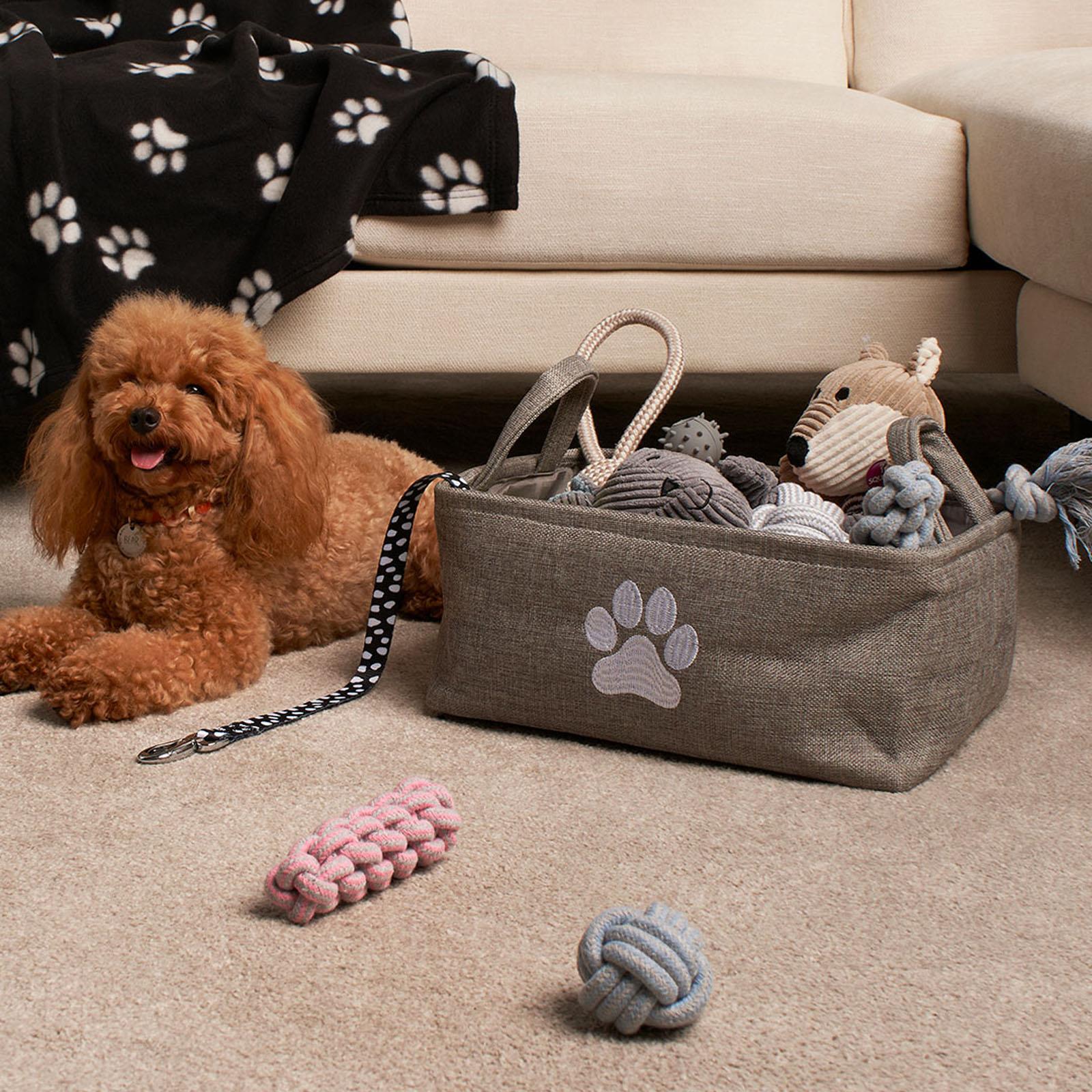 Pet Storage Basket Dog Toy Box Bin Handles Collapsible New Puppy Essentials Gift
