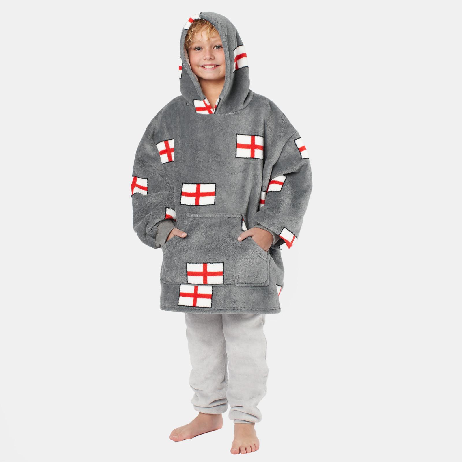 Kids Hoodie Blanket Oversized Sherpa Fleece Jumper Sweatshirt Soft Warm Throw - Picture 34 of 169