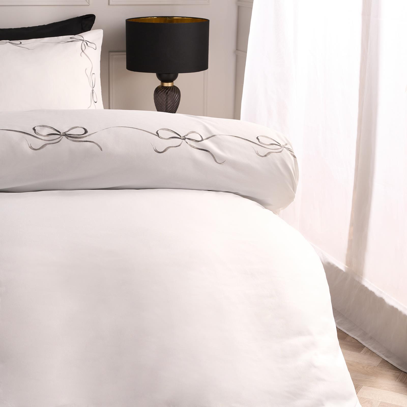 OHS Bow Border Bedding Set Microfibre Print Duvet Cover with Pillowcase