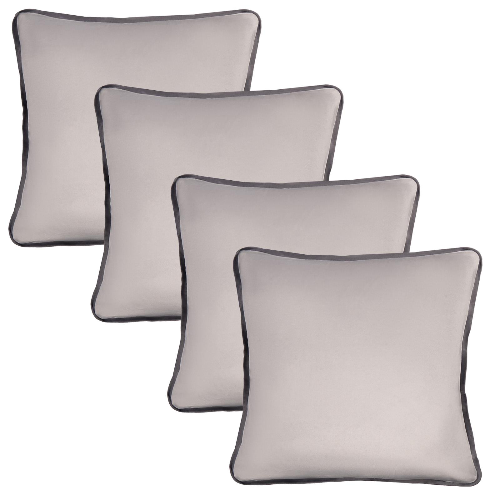 OHS Piped Edge Cushion Covers Matte Velvet Soft Luxury 2/4 Square Pillowcases