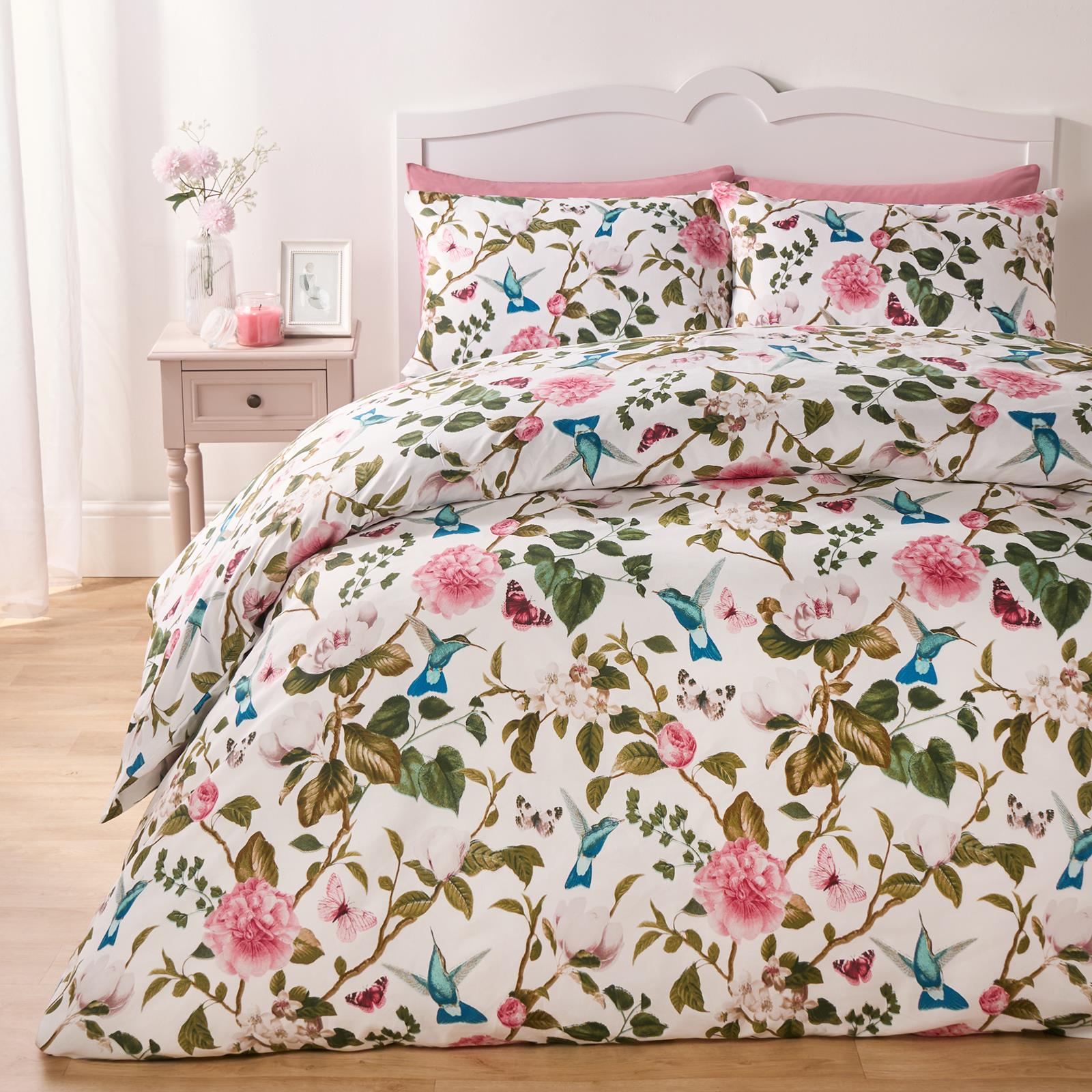 Spring Duvet Cover Set Reversible Floral Bedding Quilt Pillowcase Soft Blossoms