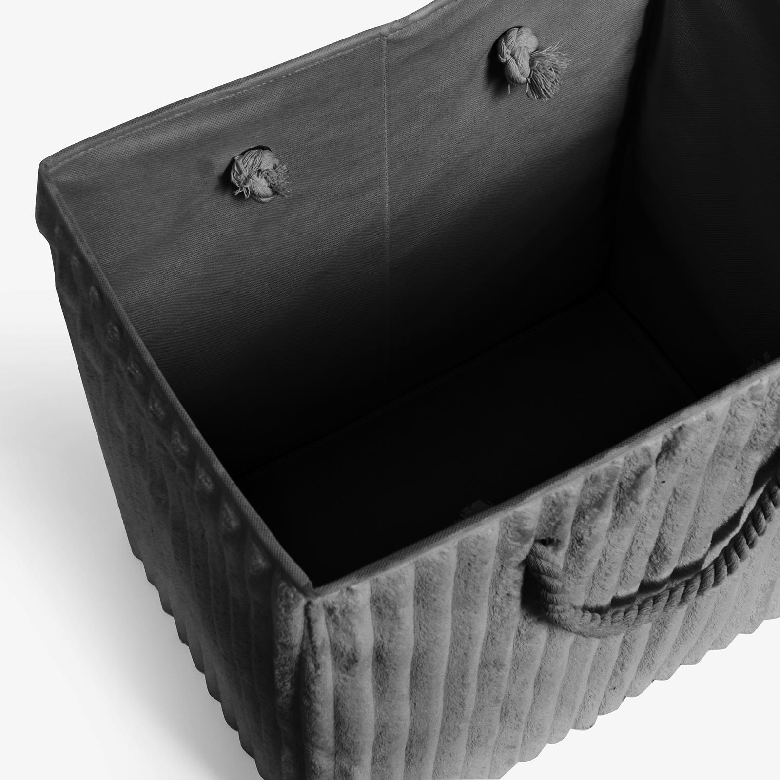 OHS Ribbed Laundry Basket with Lid Foldable Hamper Bag Washing Bin Storage
