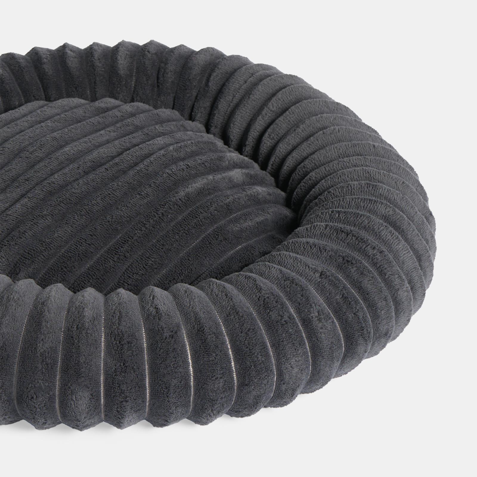 OHS Ribbed Pet Bed Soft Fleece Round Calming Anti Anxiety Cushion for Dog Cat