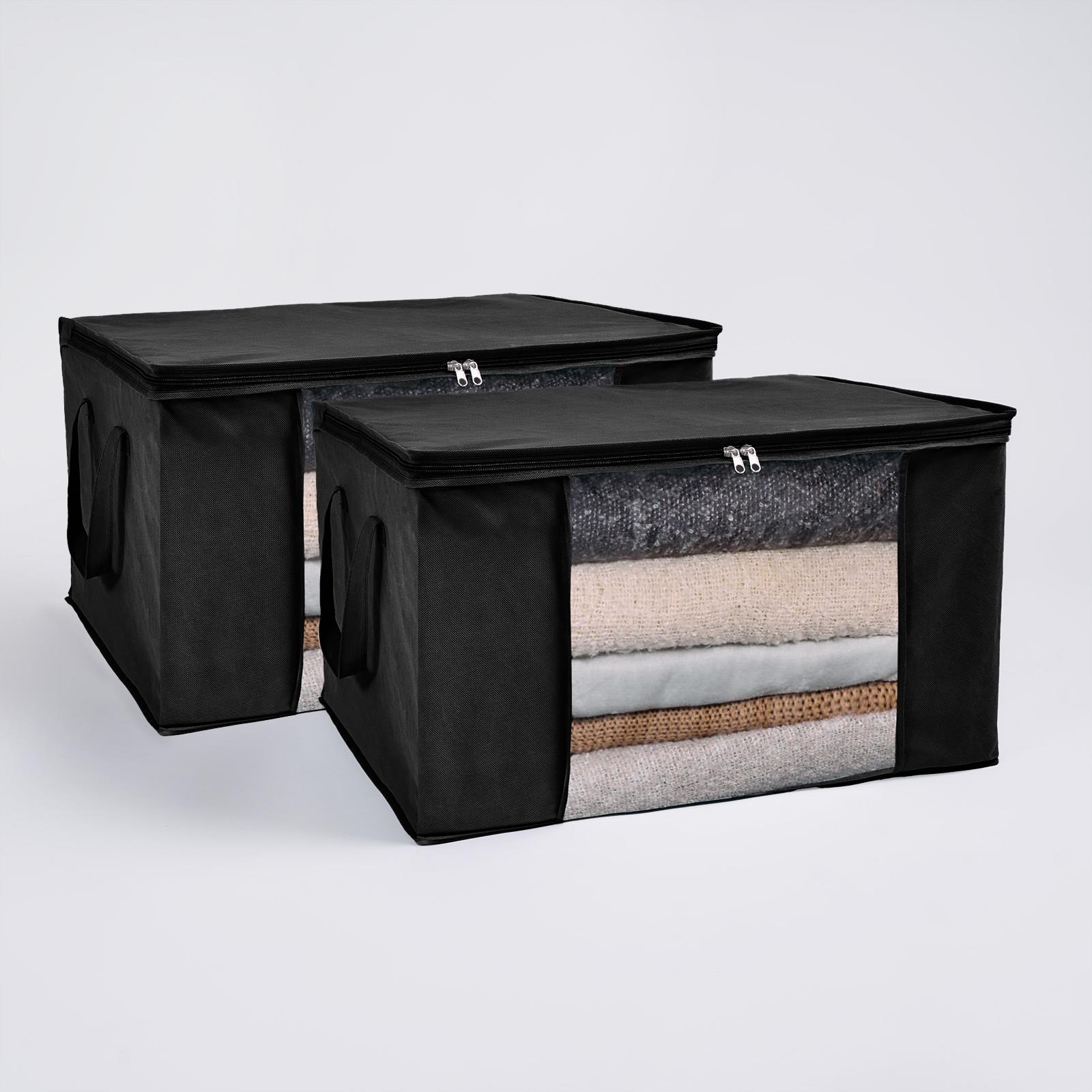 Large Underbed Storage Bags 2 Pack Clothes Shoes Organiser Folding Zipped Cube