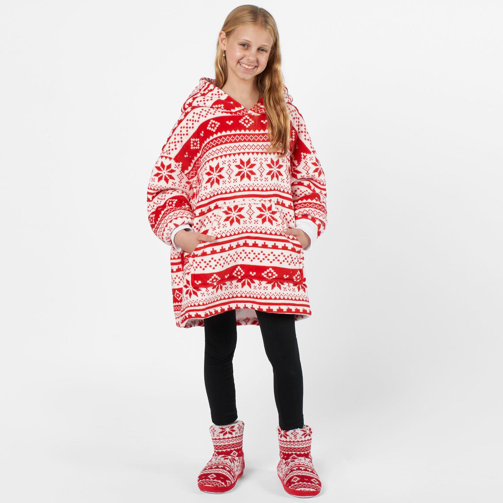 Kids Hoodie Blanket Oversized Sherpa Fleece Jumper Sweatshirt Soft Warm Throw - Picture 138 of 169