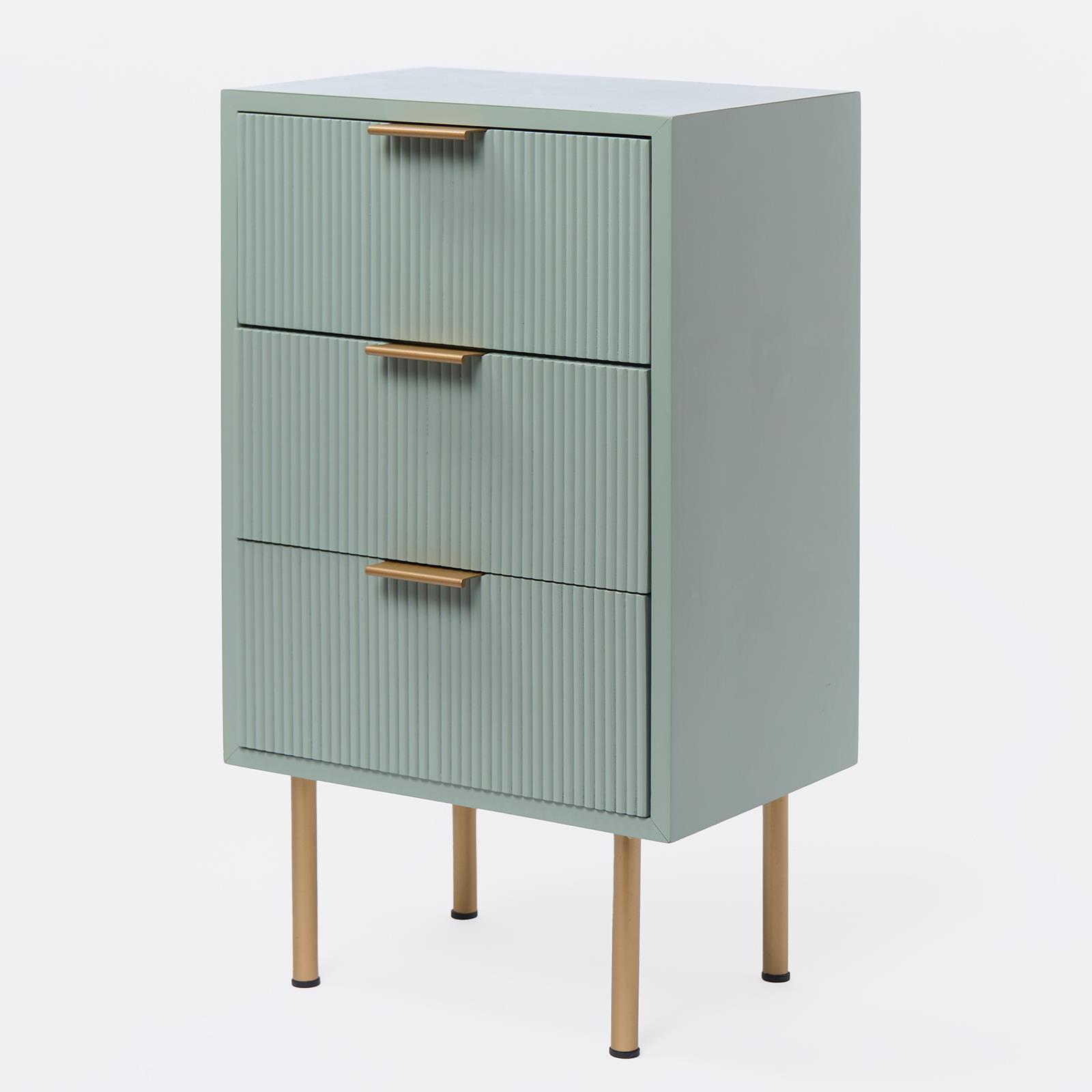 Ribbed Bedside Table Modern Bedroom 3/4 Draw Office Nightstand Living Room Unit - Picture 40 of 71