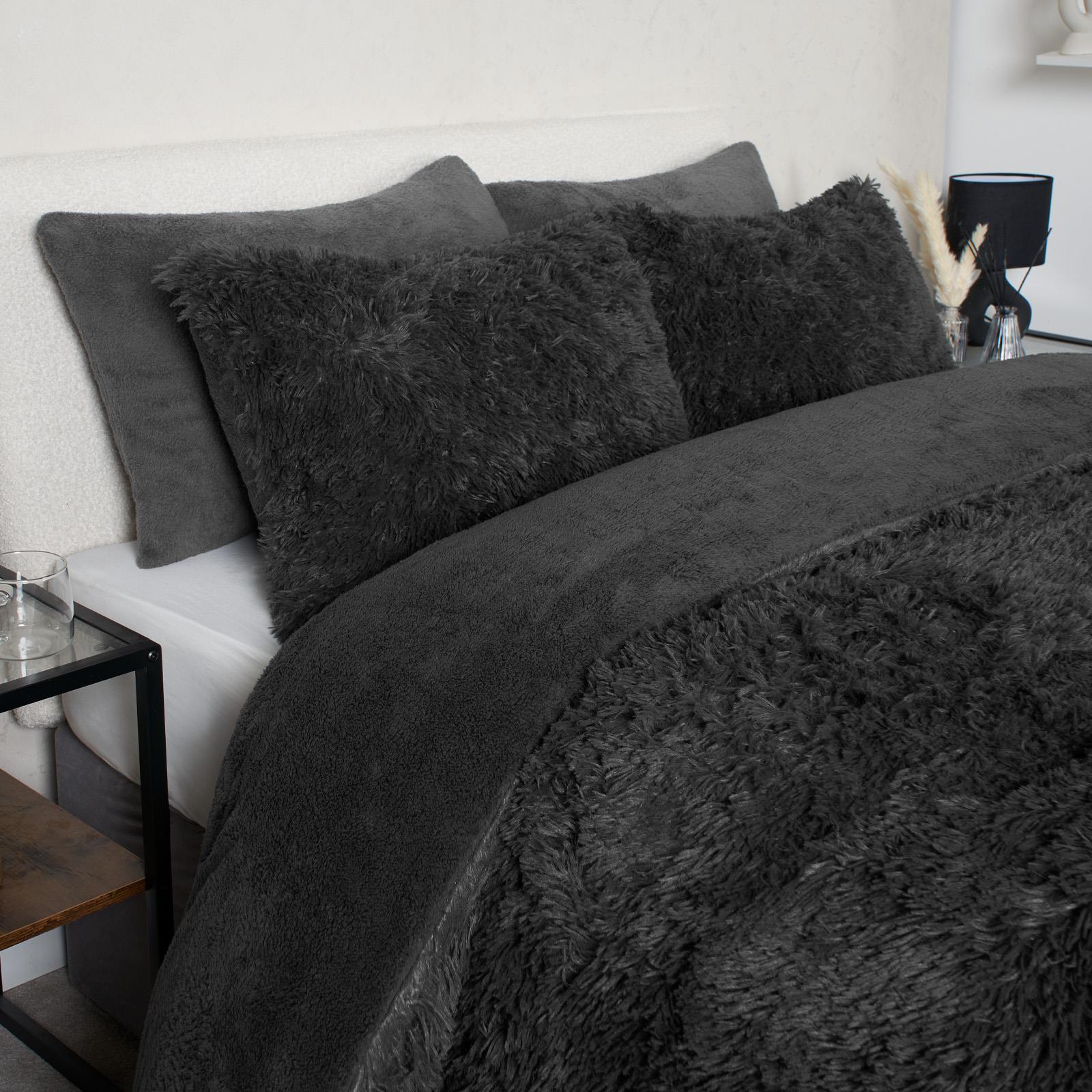 OHS Teddy Bedding Set Soft Fleece Faux Fur Fluffy Cosy Warm Duvet Cover