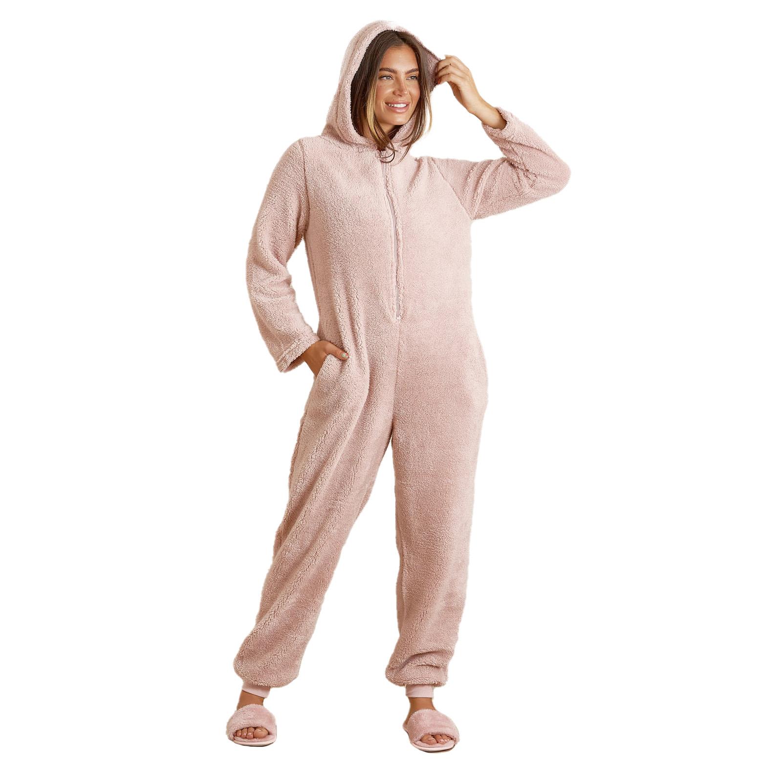 OHS Teddy Fleece 1Onesie Jumpsuit Hoodie Adults Zip Sleep Pyjamas Warm Nightwear - Picture 7 of 18