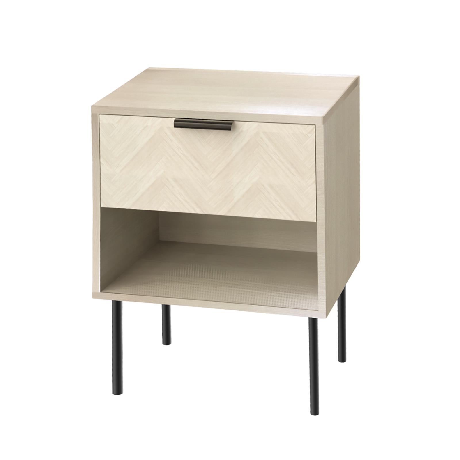 OHS Chevron Bedside Nightstand 1 Drawer Storage Unit Wooden End Table