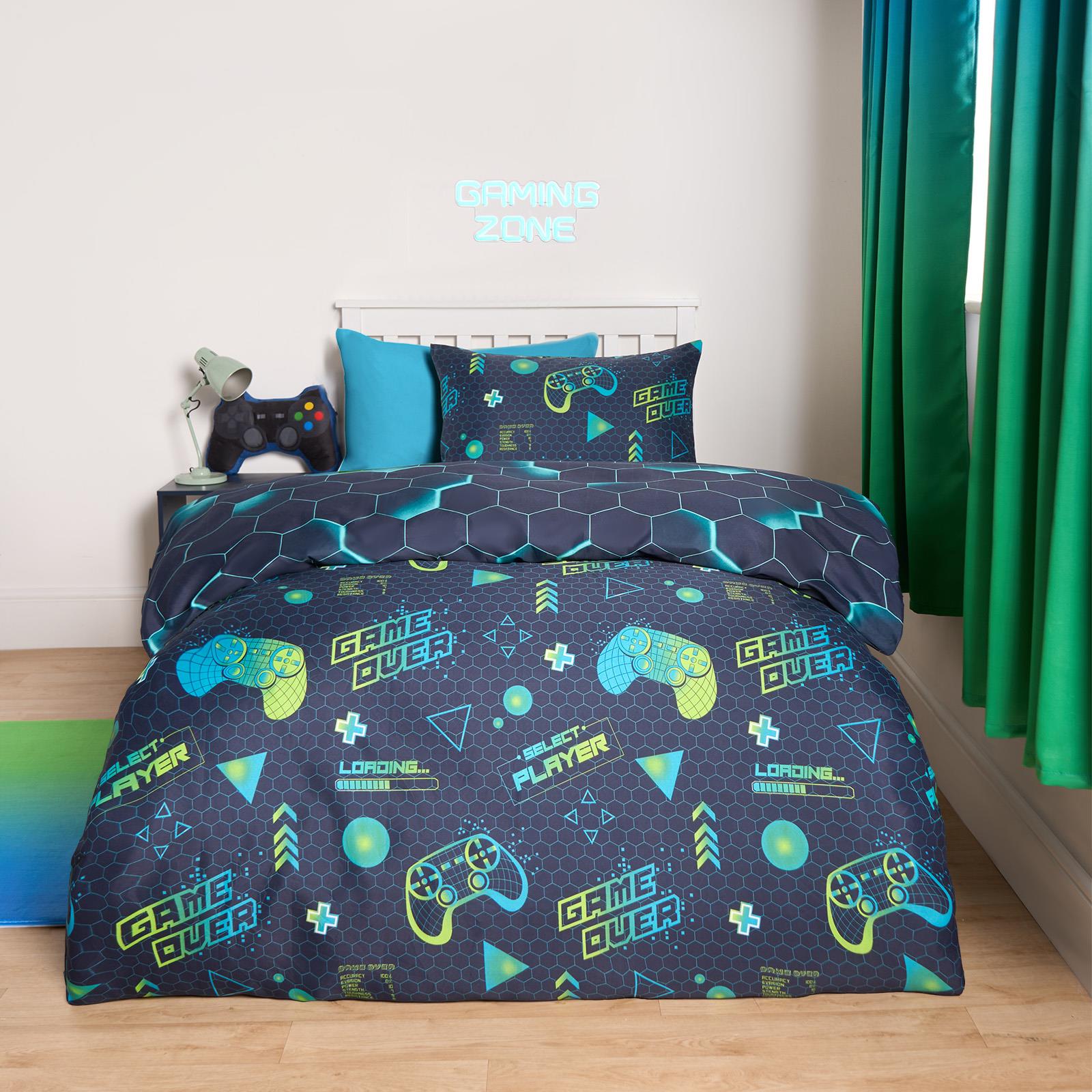 Gaming Duvet Cover Set Reversible Soft Quilt with Pillowcase Kids Bedding Single