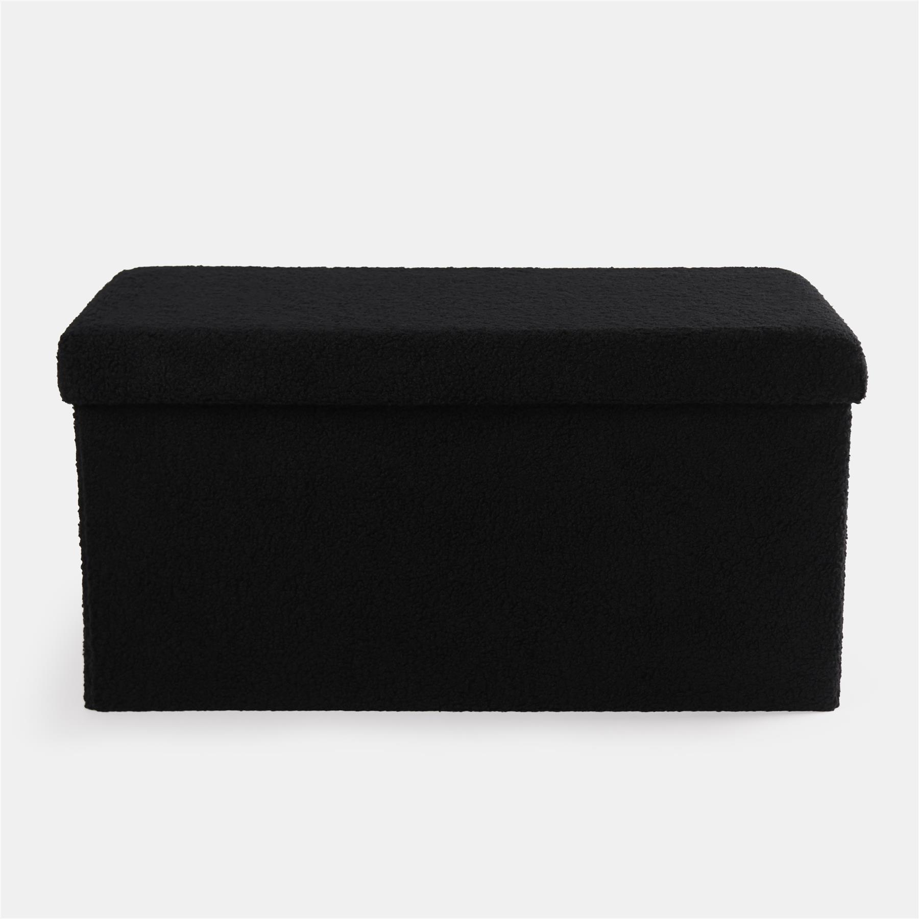 Ottoman Storage Box Folding Footstool Space Saving Boucle Teddy Fleece Seat Tub - Picture 5 of 34