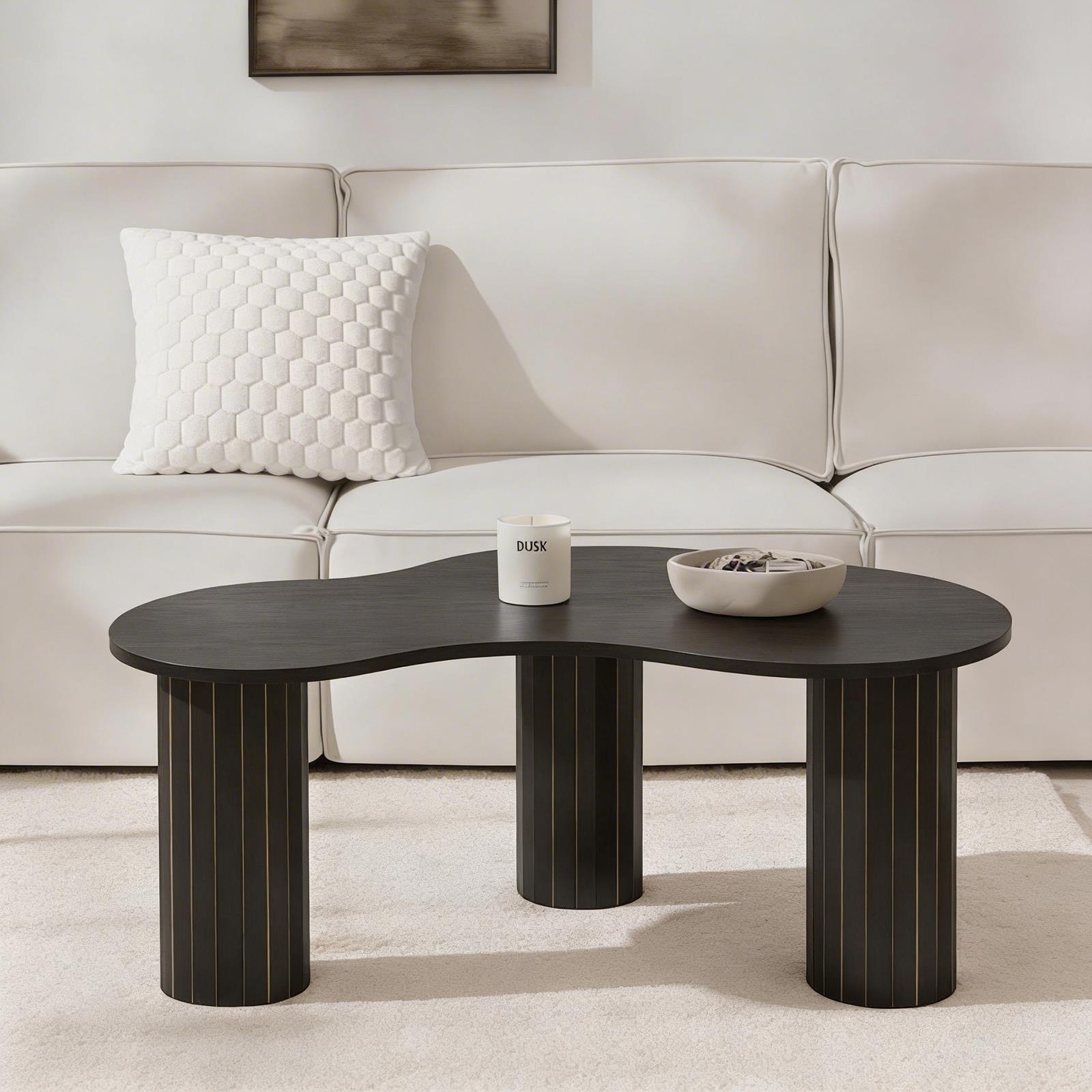 OHS Madison Coffee Table Ribbed MDF Irregular Living Room Home Decor