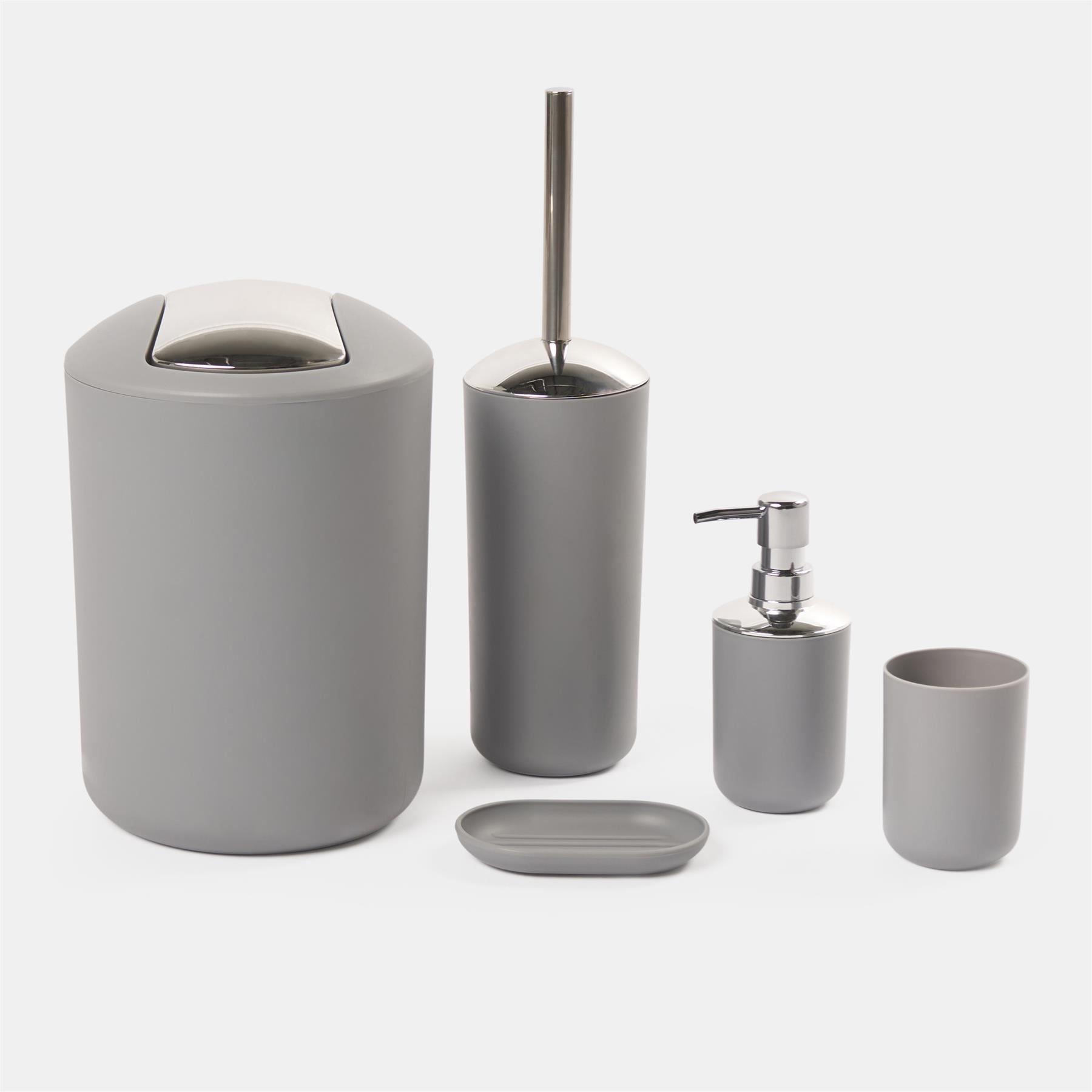 5PC Bathroom Accessories Set Soap Dispenser Holder Tumbler Toothbrush Bin - Picture 15 of 20