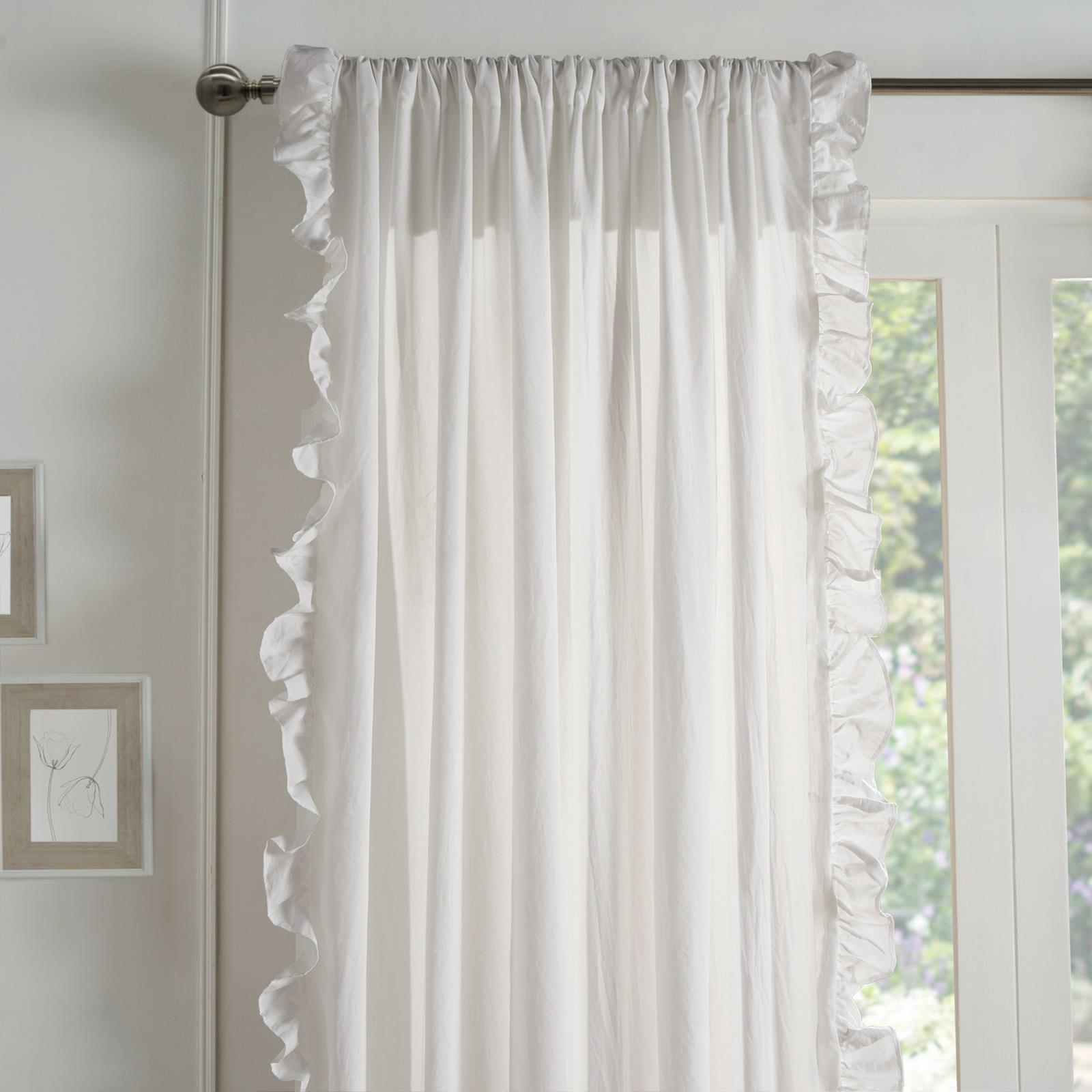 Frill Voile Net Curtains 2 Window Panels Sheer Rod Slot Top Textured Pair Set