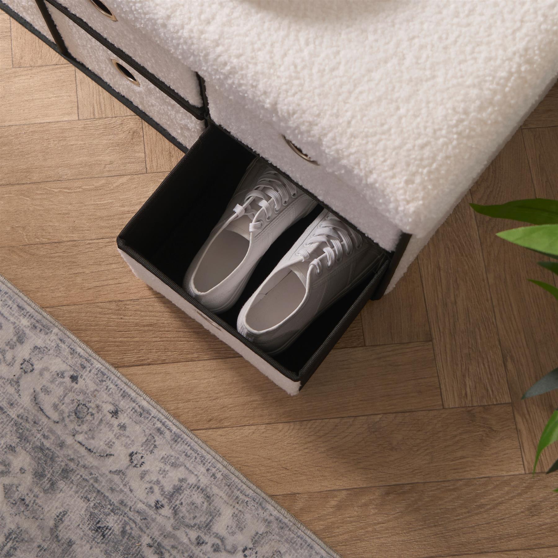 Storage Cube Unit 6 Draw Ottoman Space Saving Velvet Chest Shoe Boucle Organiser