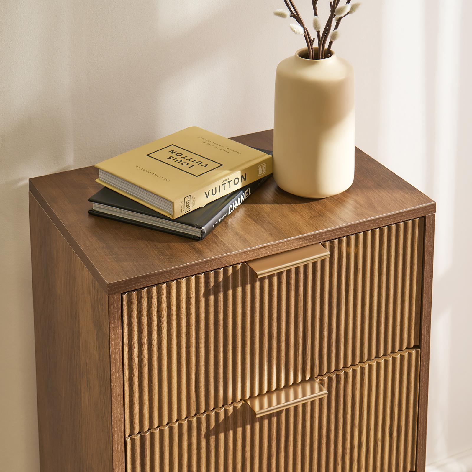 OHS Ribbed Drawer Unit Bedside Table 3/4/5/6 Draw Cabinet Nightstand Sideboard