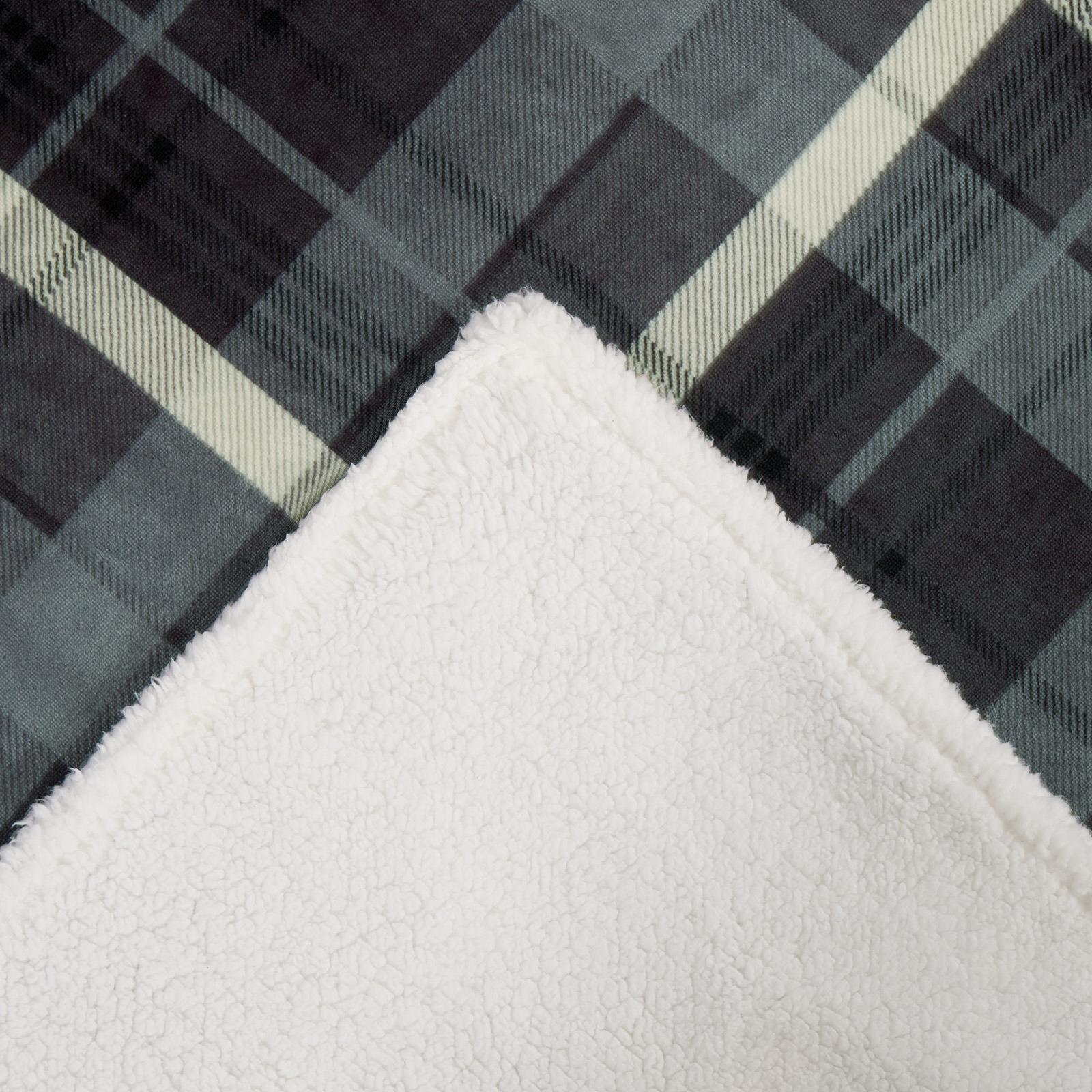 OHS Tartan Throw Sherpa Fleece Plush Flannel Blanket Warm Xmas Soft Bedspread