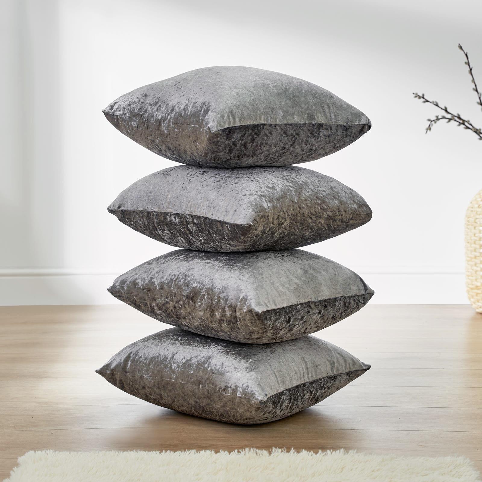 Sienna Cushion Covers Crushed Velvet Luxury Pack of Filled Insert Pad, 45 x 45cm