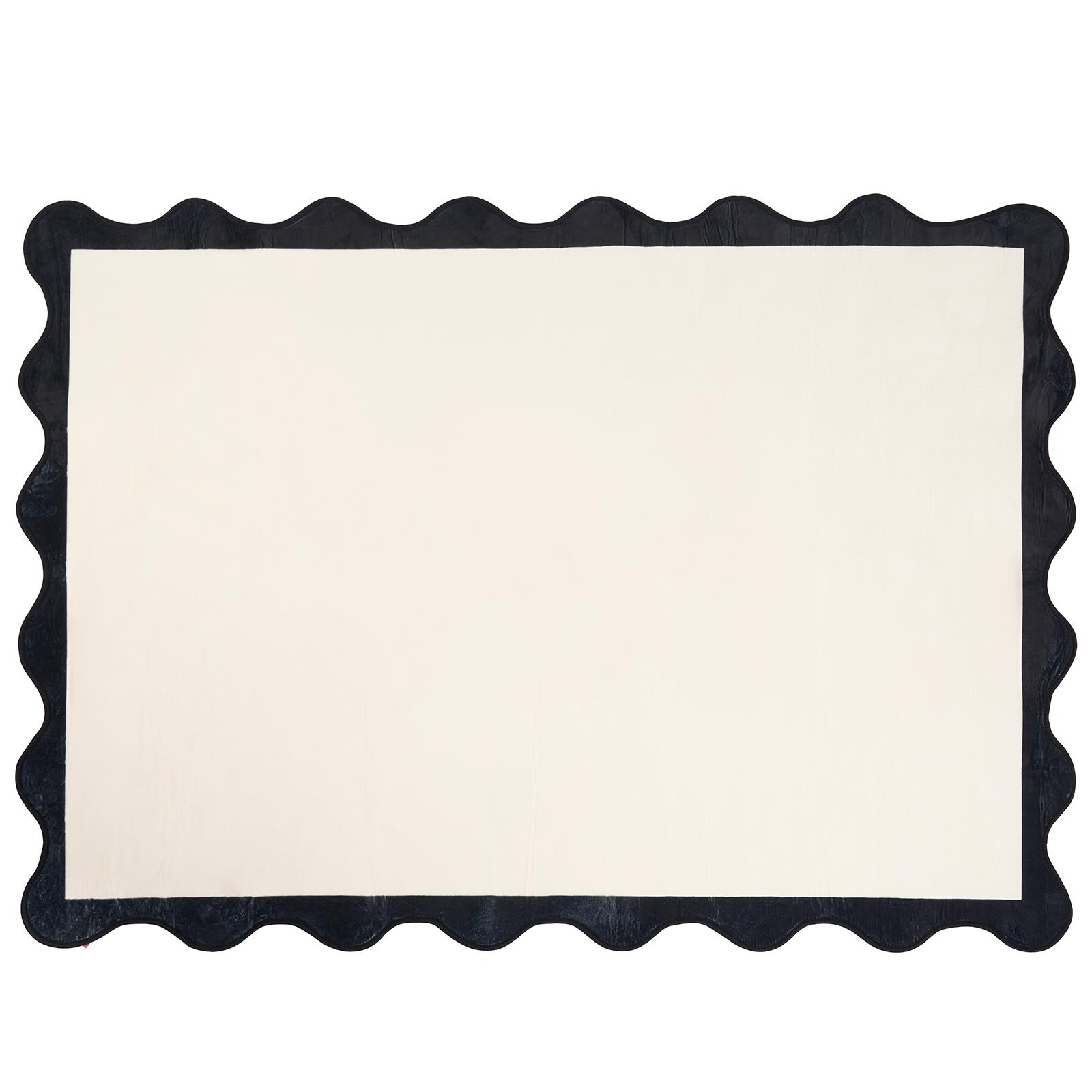 OHS Scallop Edge Rug Non Slip Soft Modern Carpet Living Room Bedroom