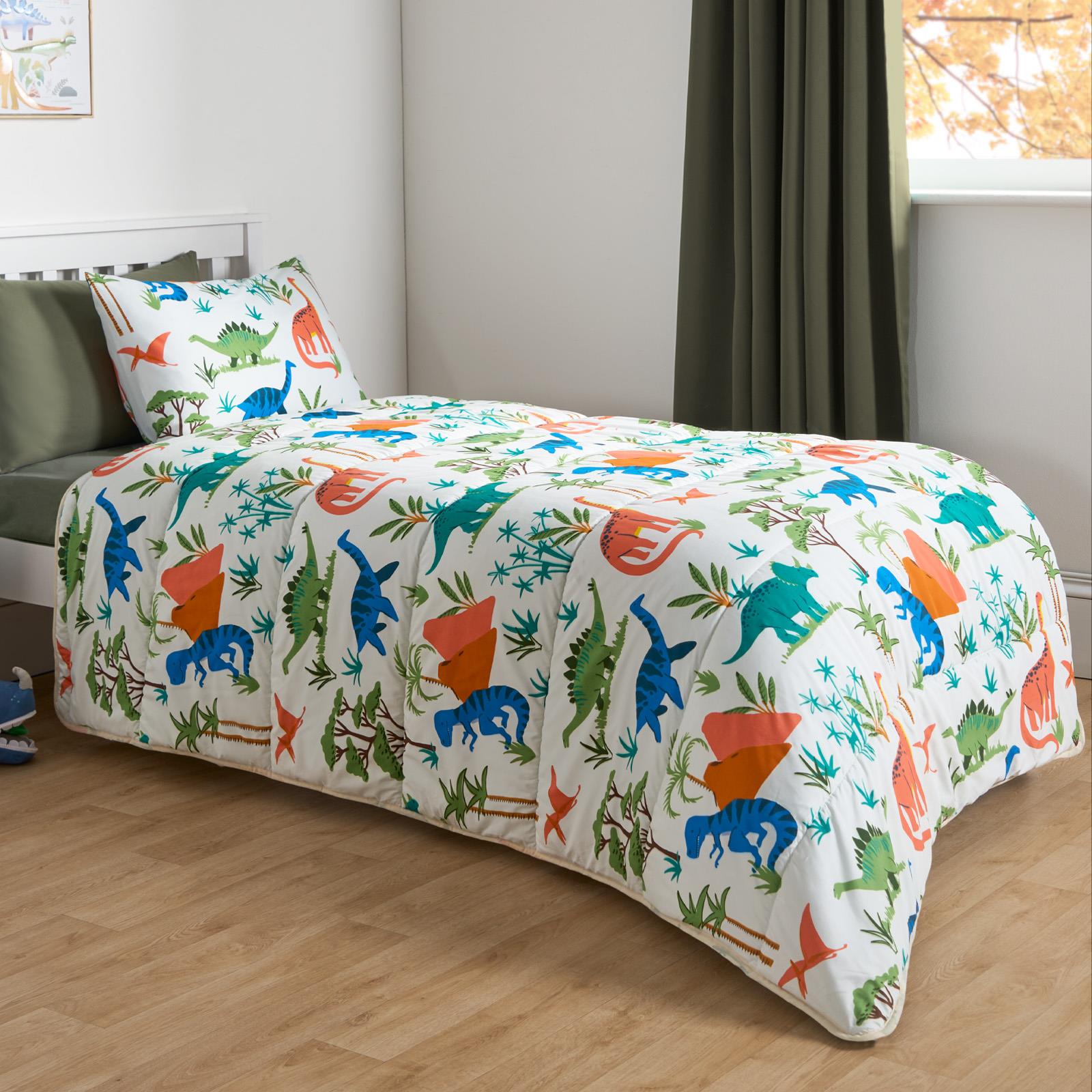 Dino Coverless Duvet Pillowcase 10.5 Tog Kids Single Quilt Camping Bedding Set