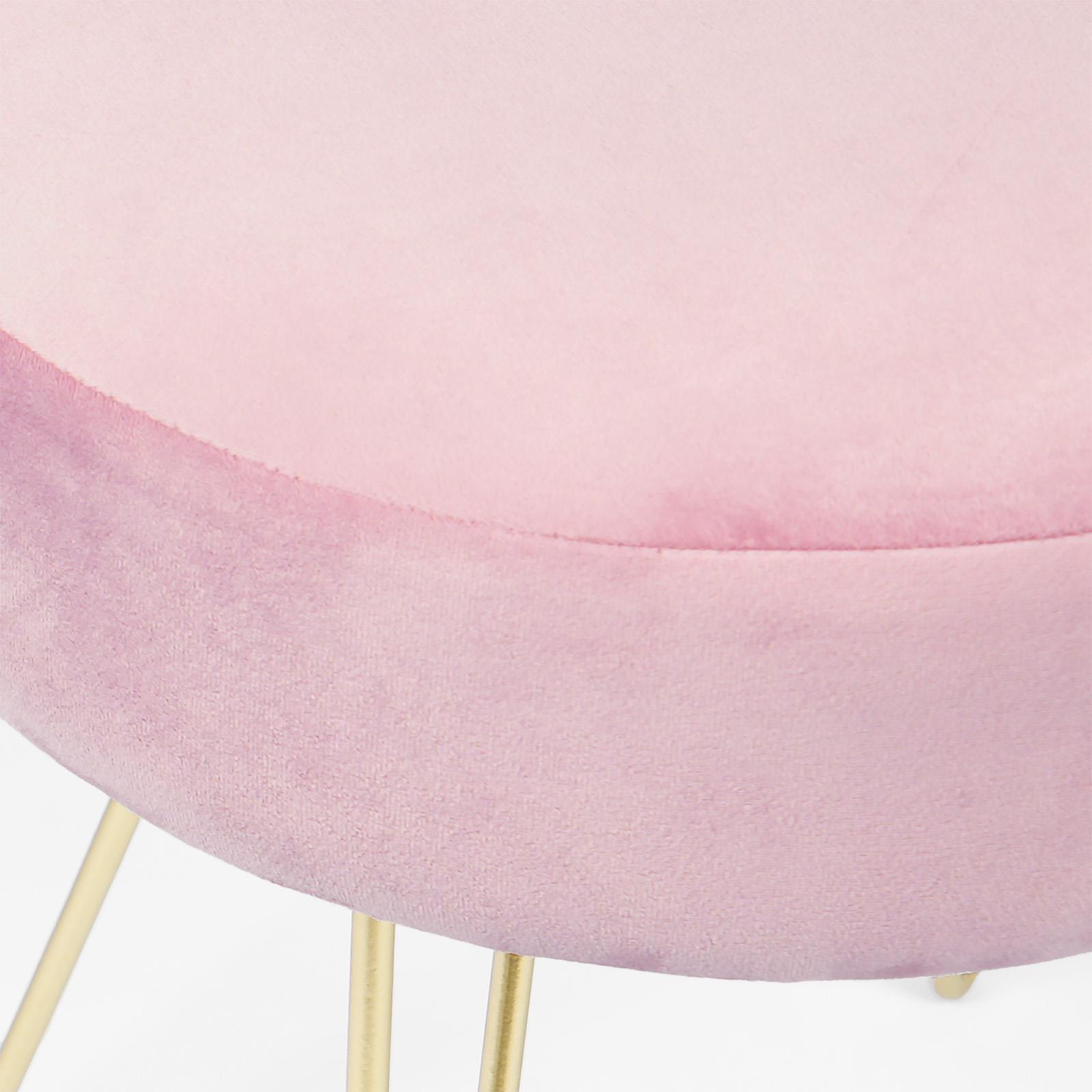 Dressing Table Stool Velvet Round Makeup Vanity Seat Chair Metal Legs Pouffe