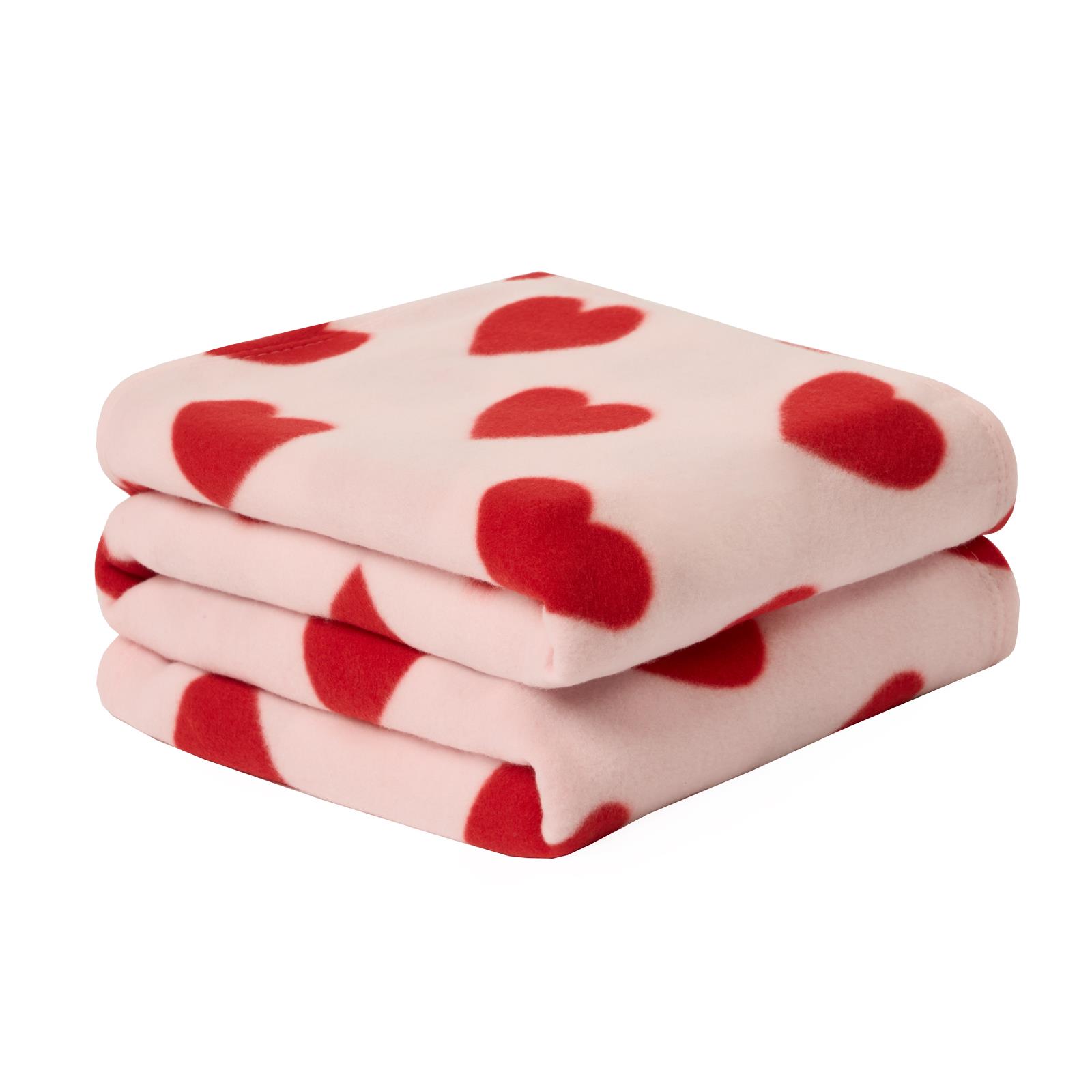 Dreamscene Love Heart Fleece Throw Over Soft Warm Bed Sofa Pink Chair Blanket