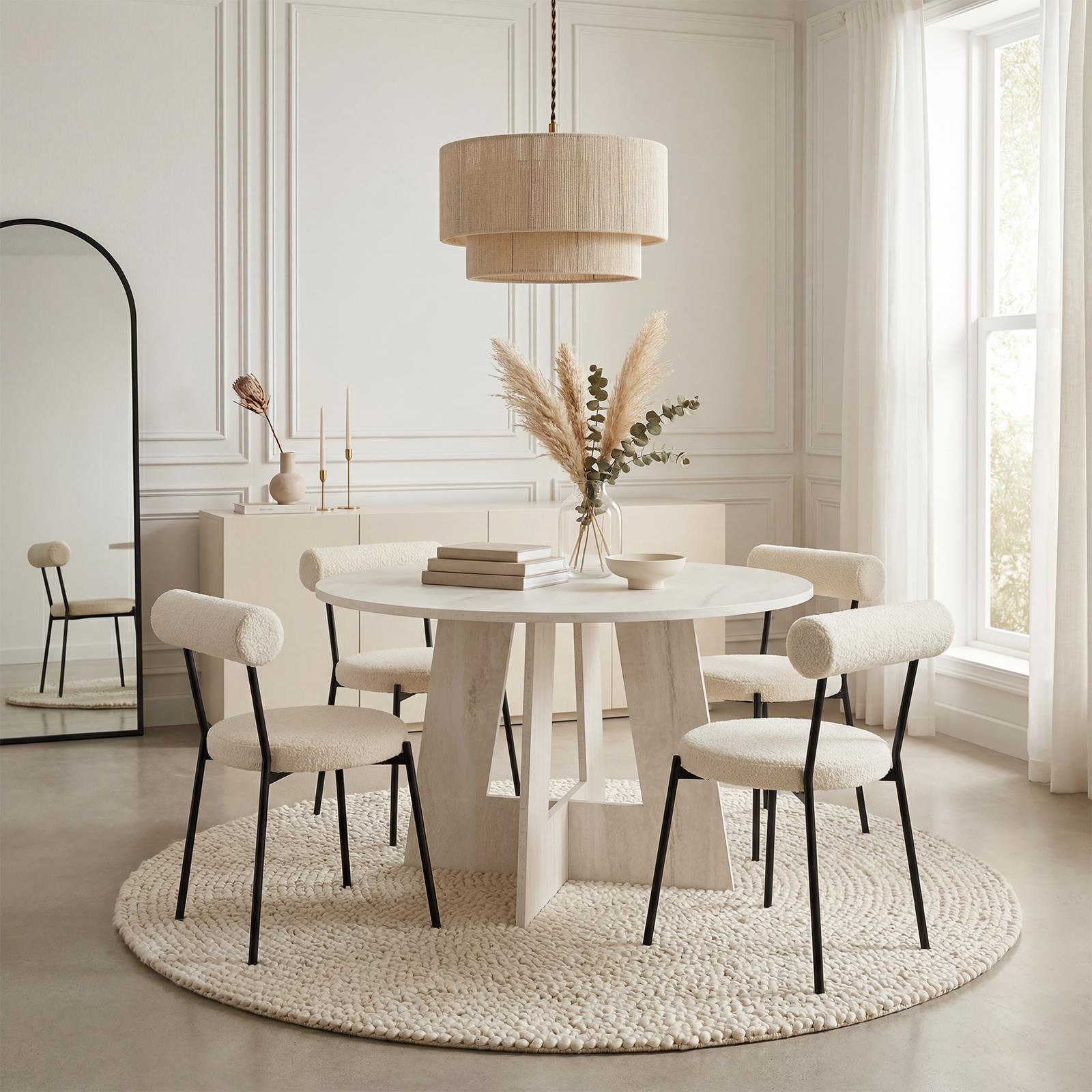 OHS Angular Dining Table 4-Seater Round Circle Kitchen Tables Engineered Wood