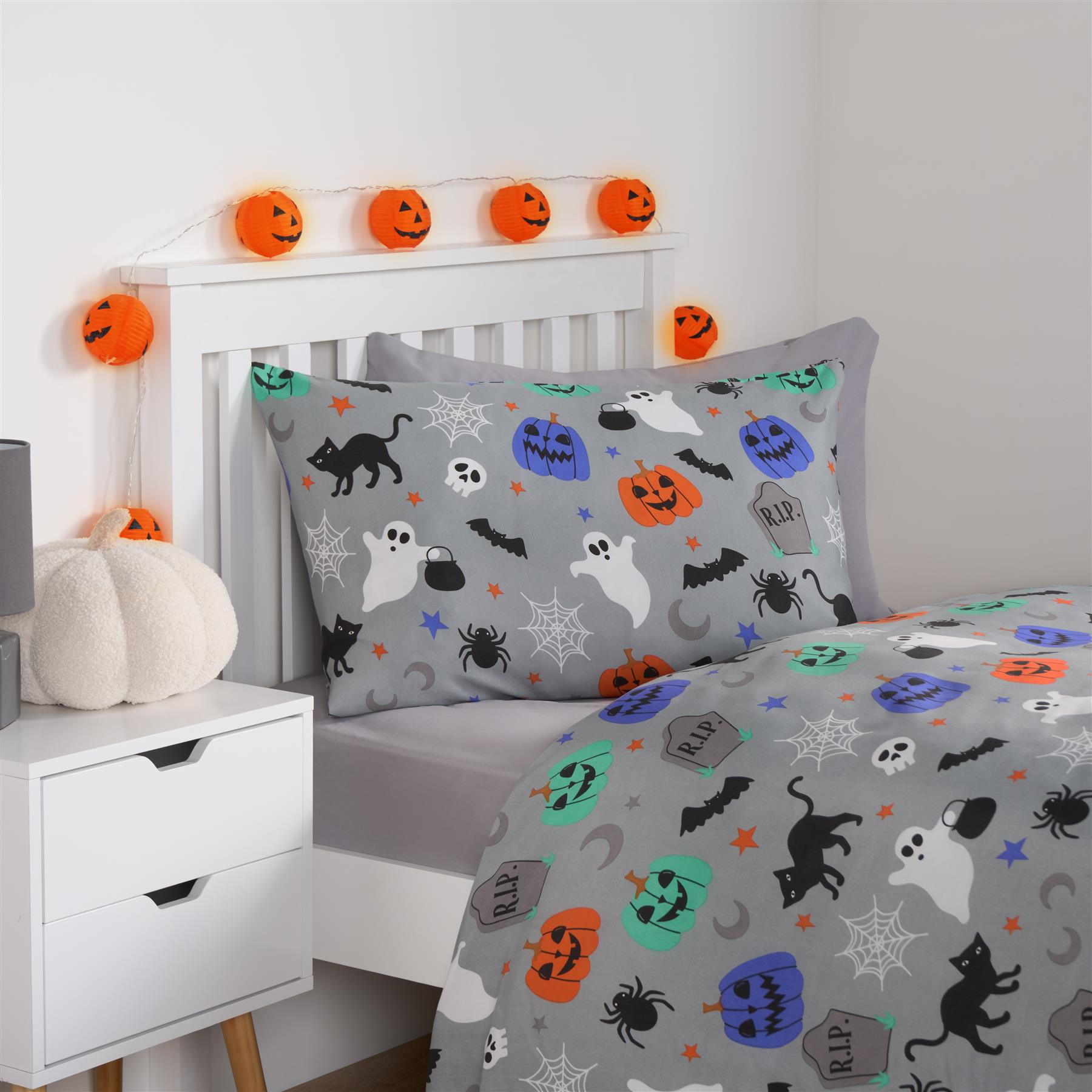OHS Halloween Duvet Cover Pillowcase Bedding Set Kids Childrens Pumpkin Quilt