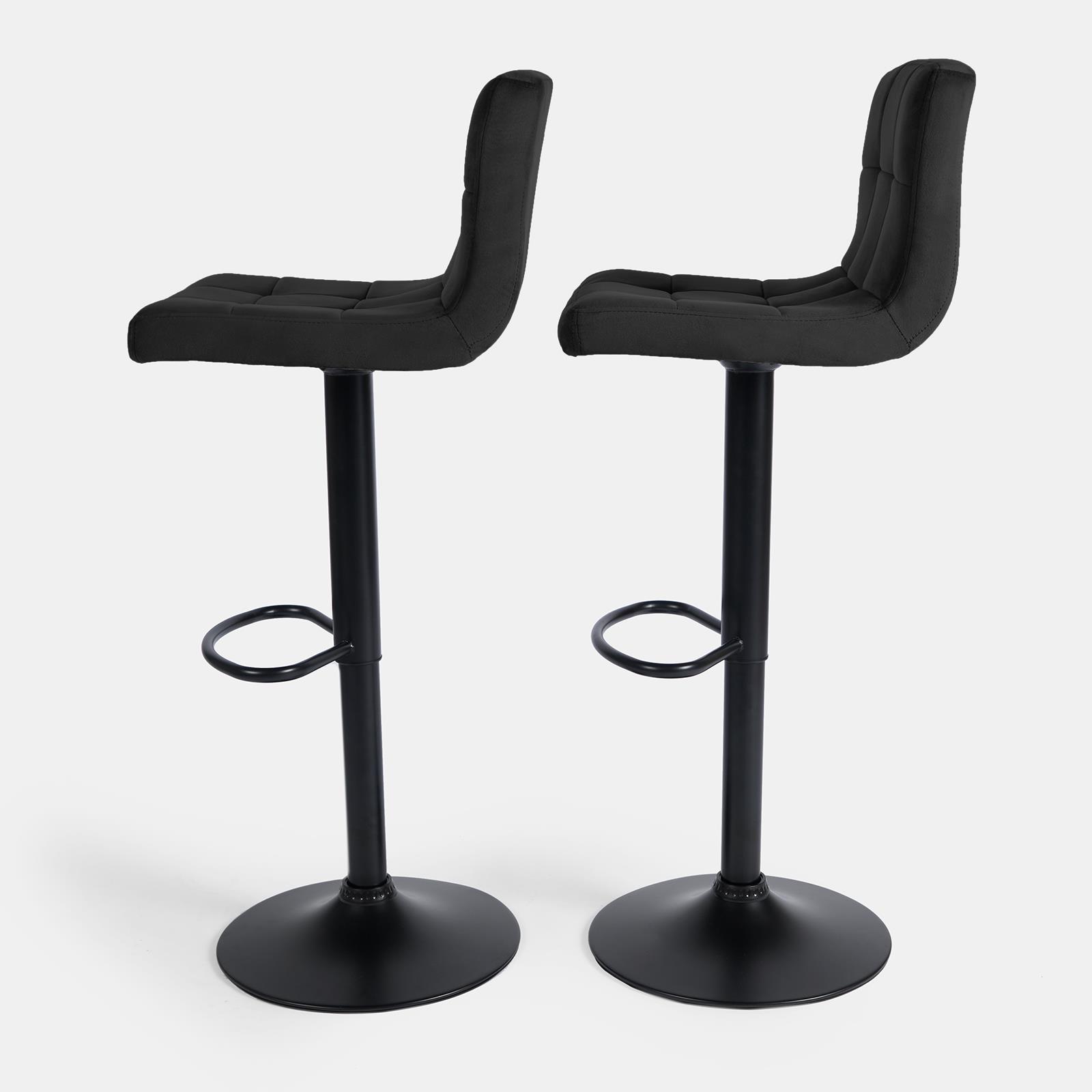 Adjustable Bar Stools x 2 Velvet Swivel Pub Seat Kitchen Breakfast Counter Chair - Picture 5 of 47