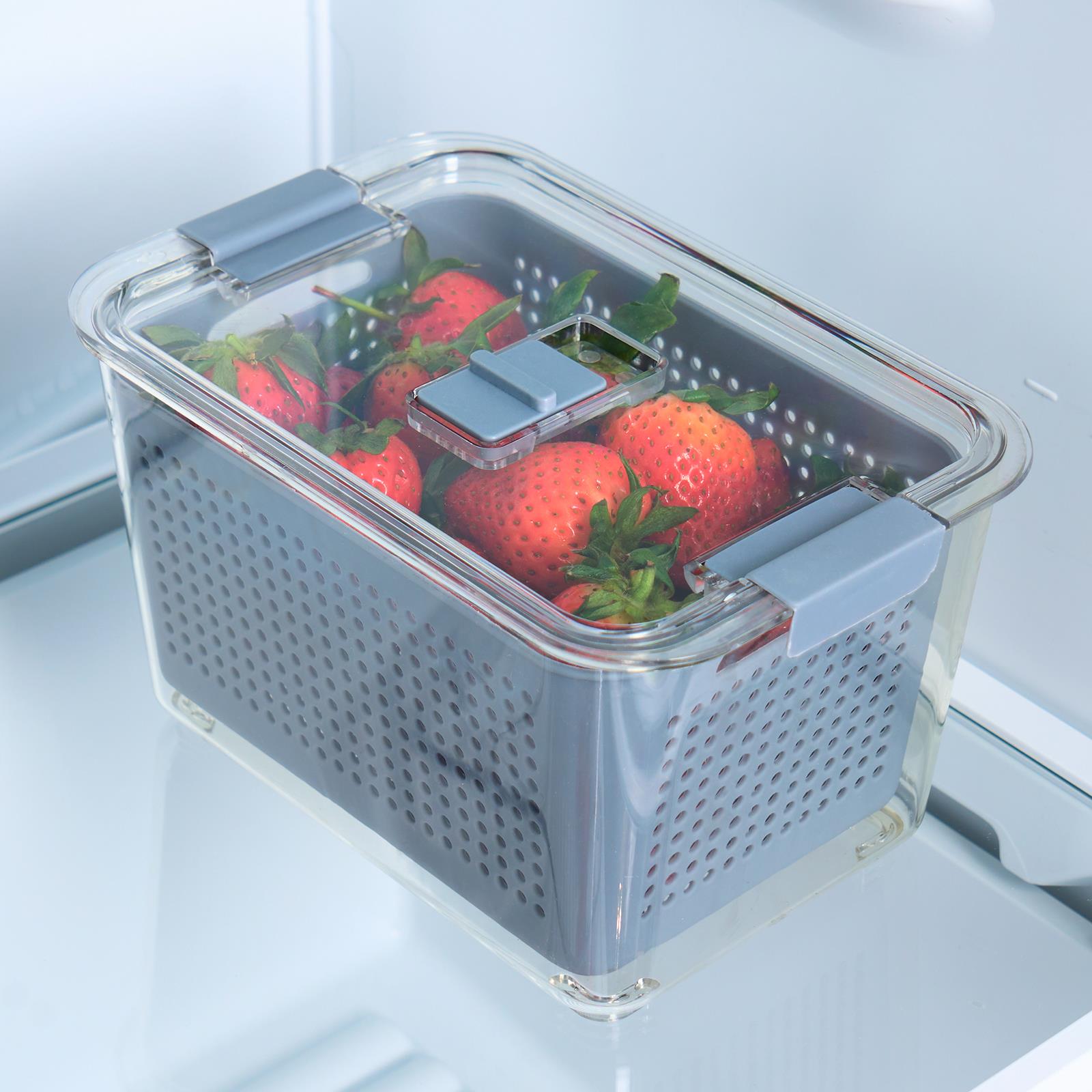 OHS Fridge Container with Lid BPA Free Plastic Food Storage Removable Basket