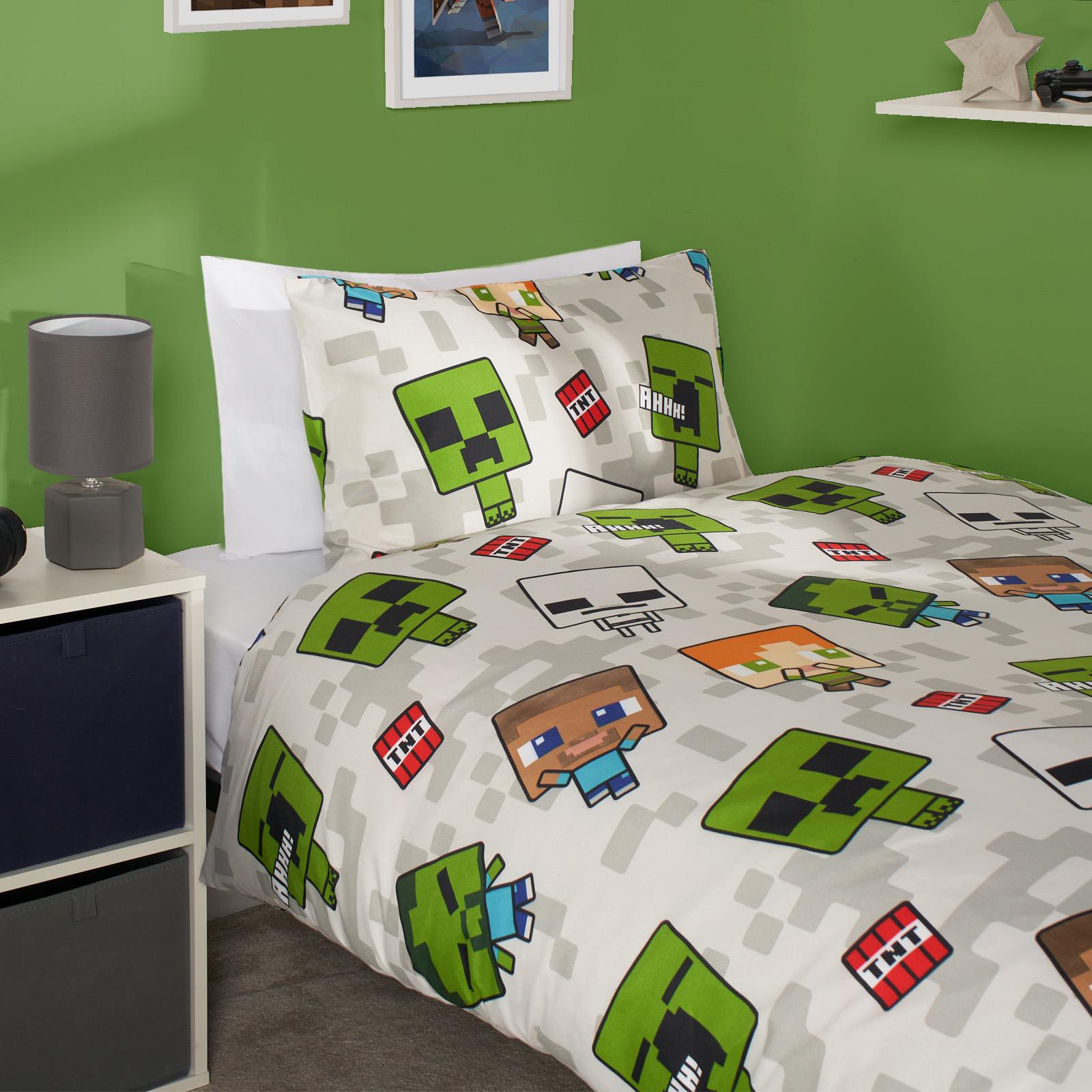 OHS x Minecraft Duvet Cover Set Reversible Bedding with Pillowcase Kids Xmas