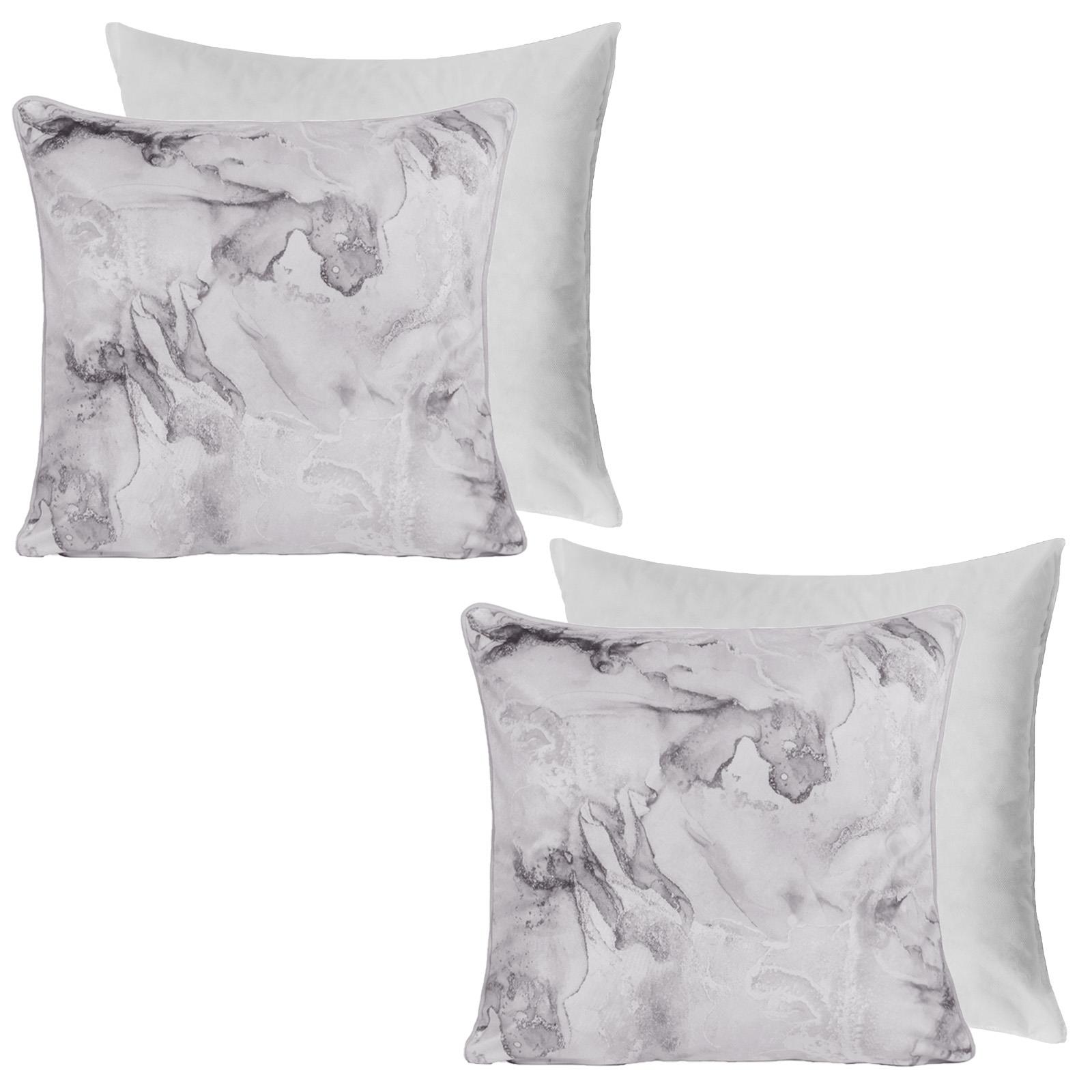Matte Velvet Cushion Covers Marble Pack of 2/4 Plump Filled Pads Home Decor Set - Picture 36 of 47