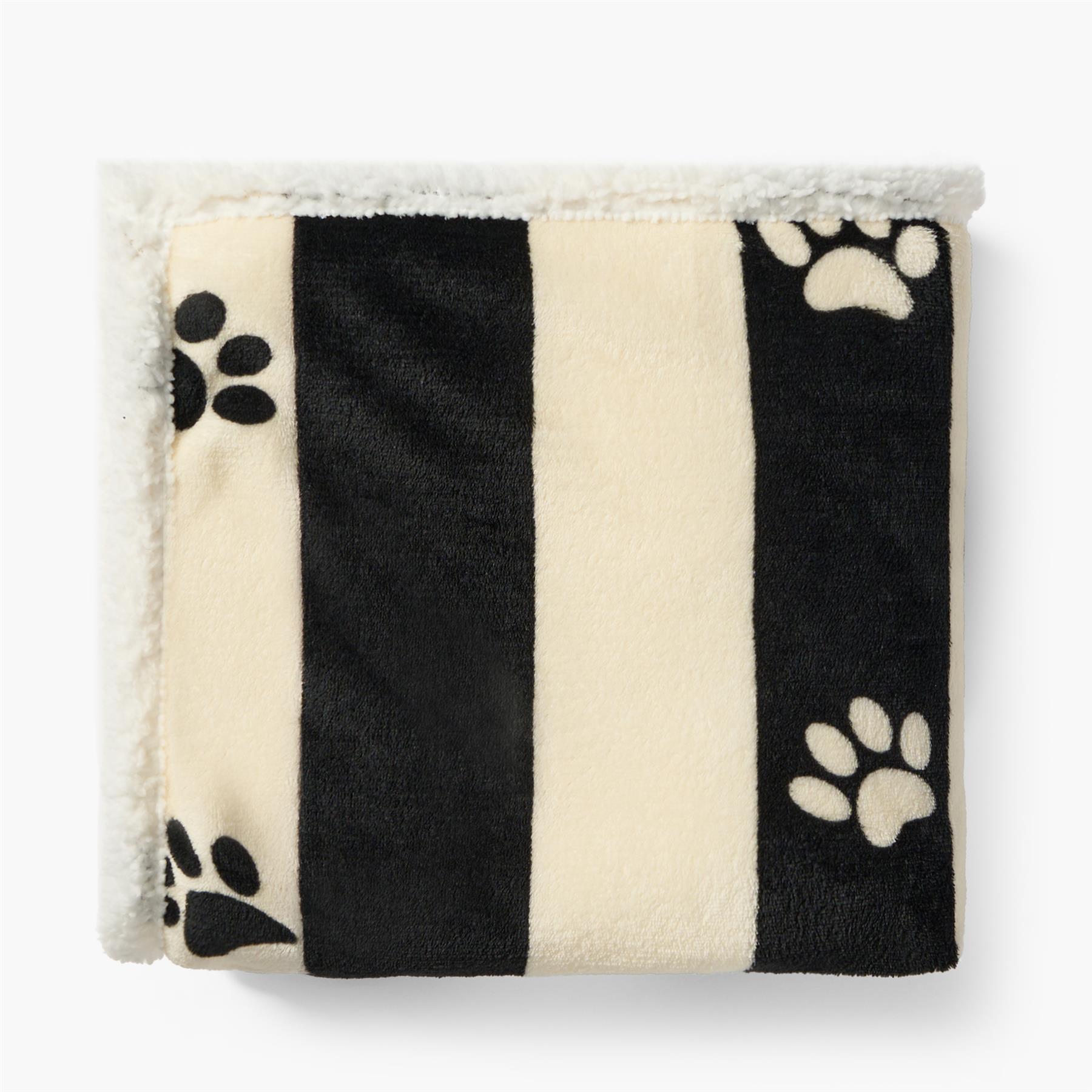 OHS Paw Pet Blanket Reversible Sherpa Fleece Dog Cats Thermal Calming Throw