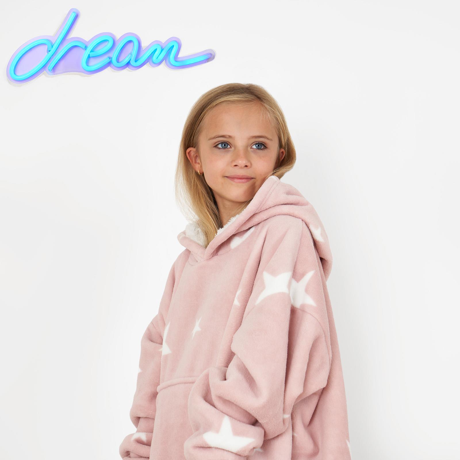 Kids Hoodie Blanket Oversized Sherpa Fleece Jumper Sweatshirt Soft Warm Throw - Picture 44 of 169