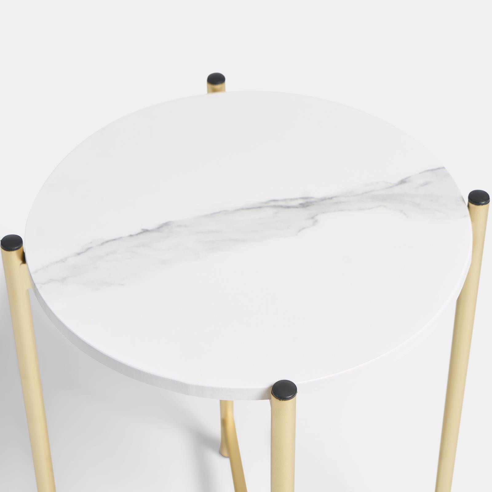 OHS Round Side Table Coffee End Tables with Metal Frame Decorative Nightstand