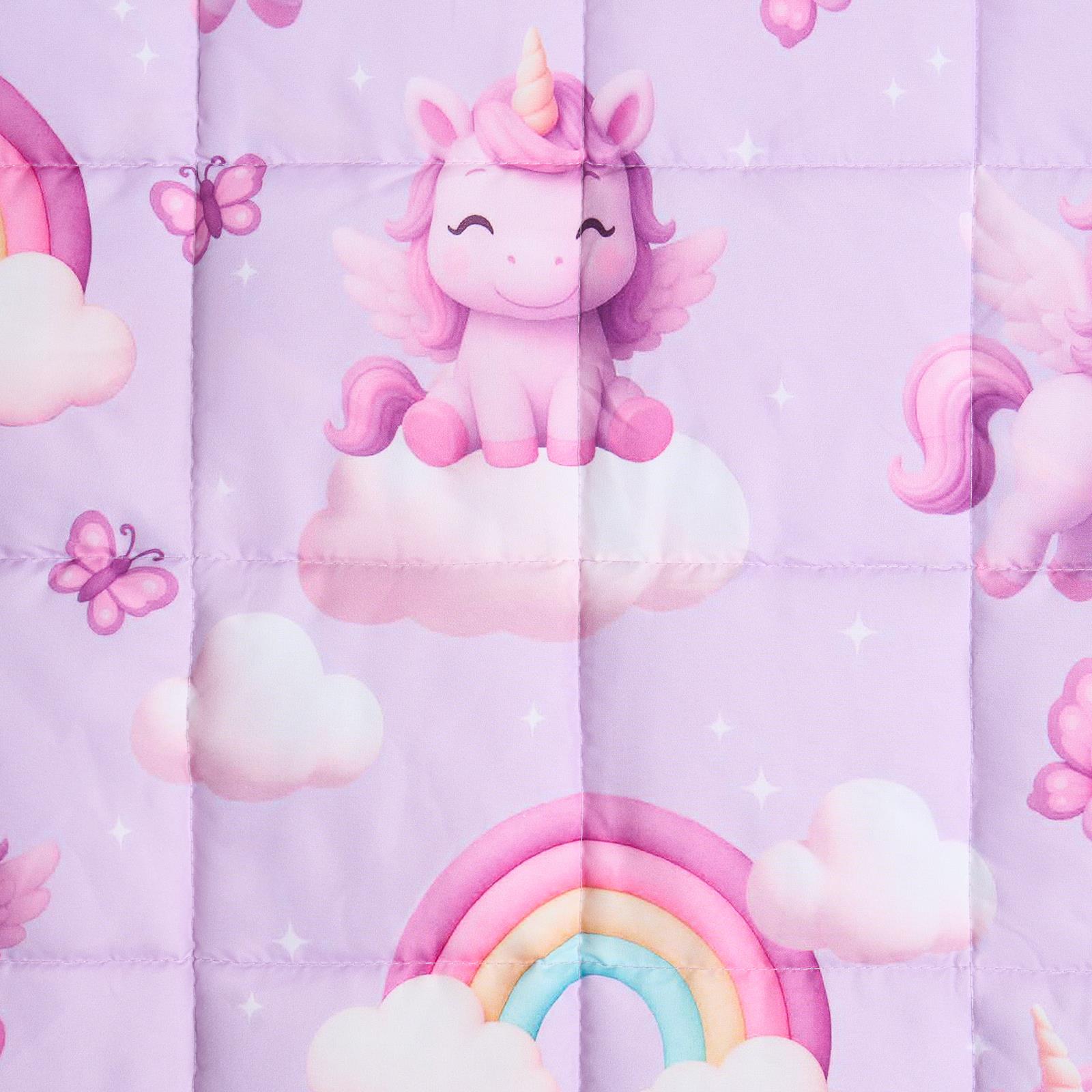 OHS Unicorn Weighted Blanket Kids 3kg Quilted Throw Sensory Sleep Therapy