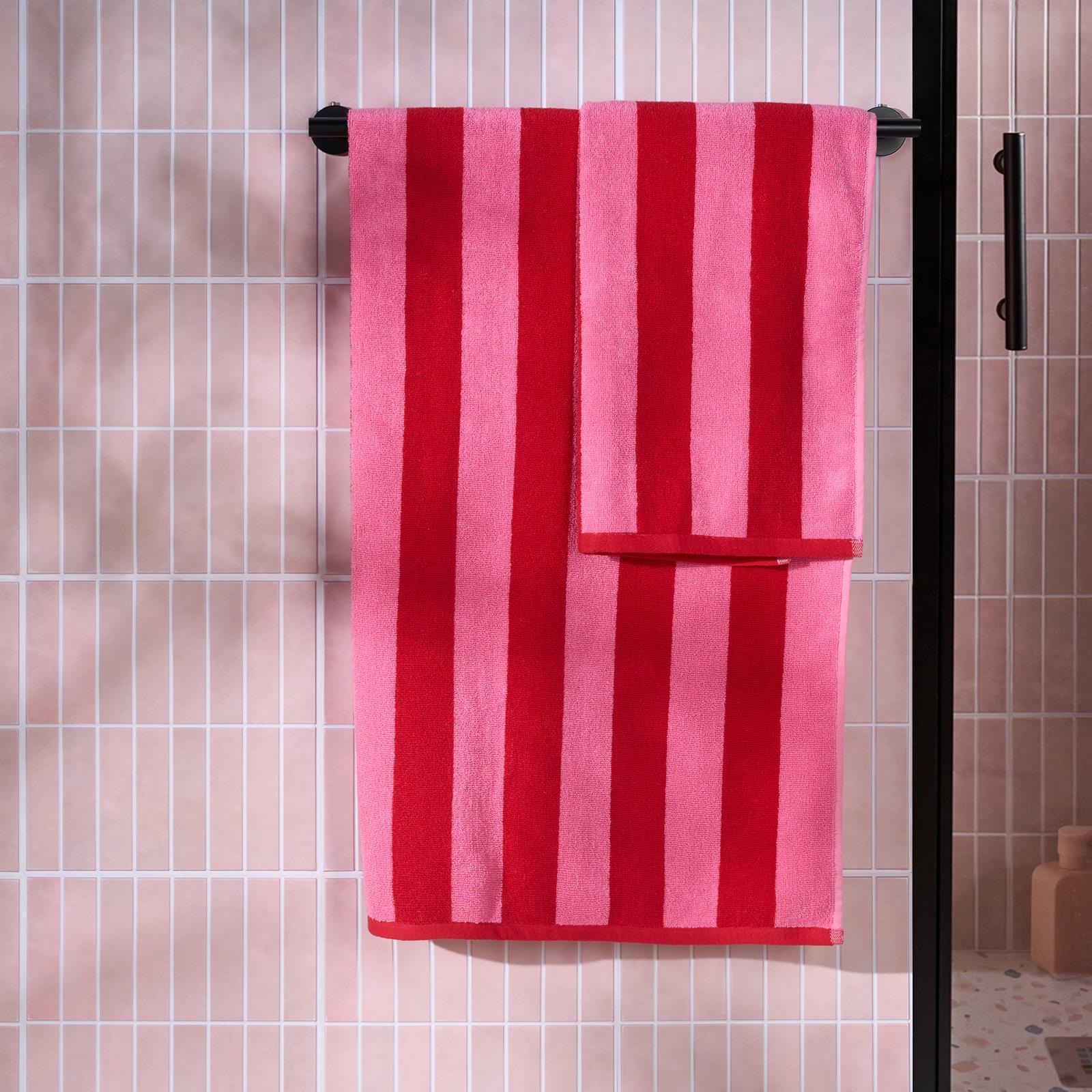 OHS Stripe 100% Cotton Bath Hand Towel Hotel Luxury Shower Soft Absorbent