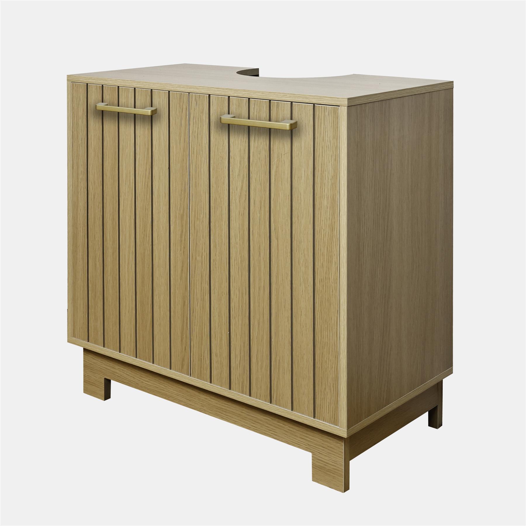 OHS Under Sink Bathroom Cabinet Ribbed Engineered Wood Storage Organiser