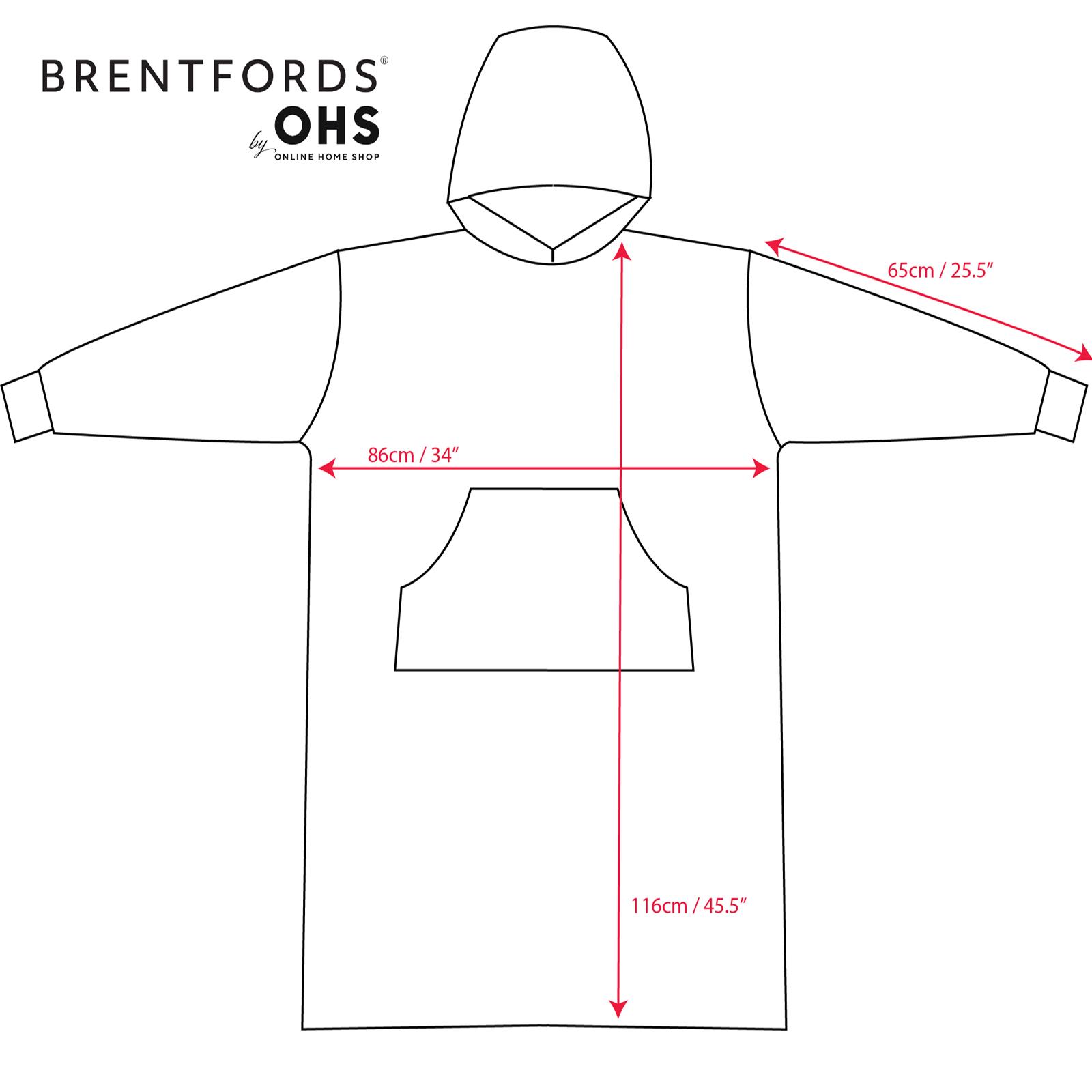 Brentfords Extra Long Blanket Hoodie Oversized Teddy Fleece Sweatshirt Adult NEW