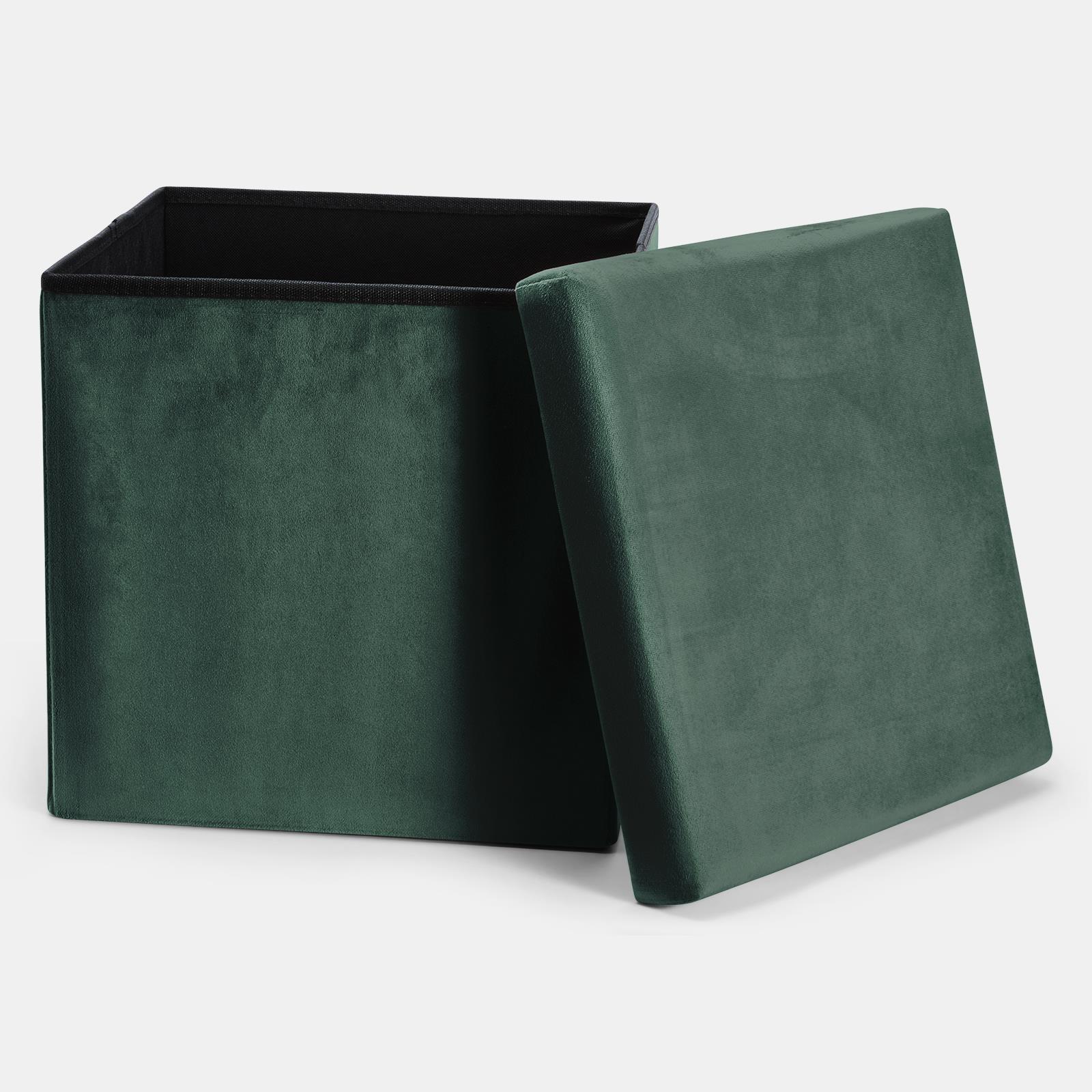 OHS Folding Ottoman Storage Box Footstool Tub Space Saving Velvet Seat