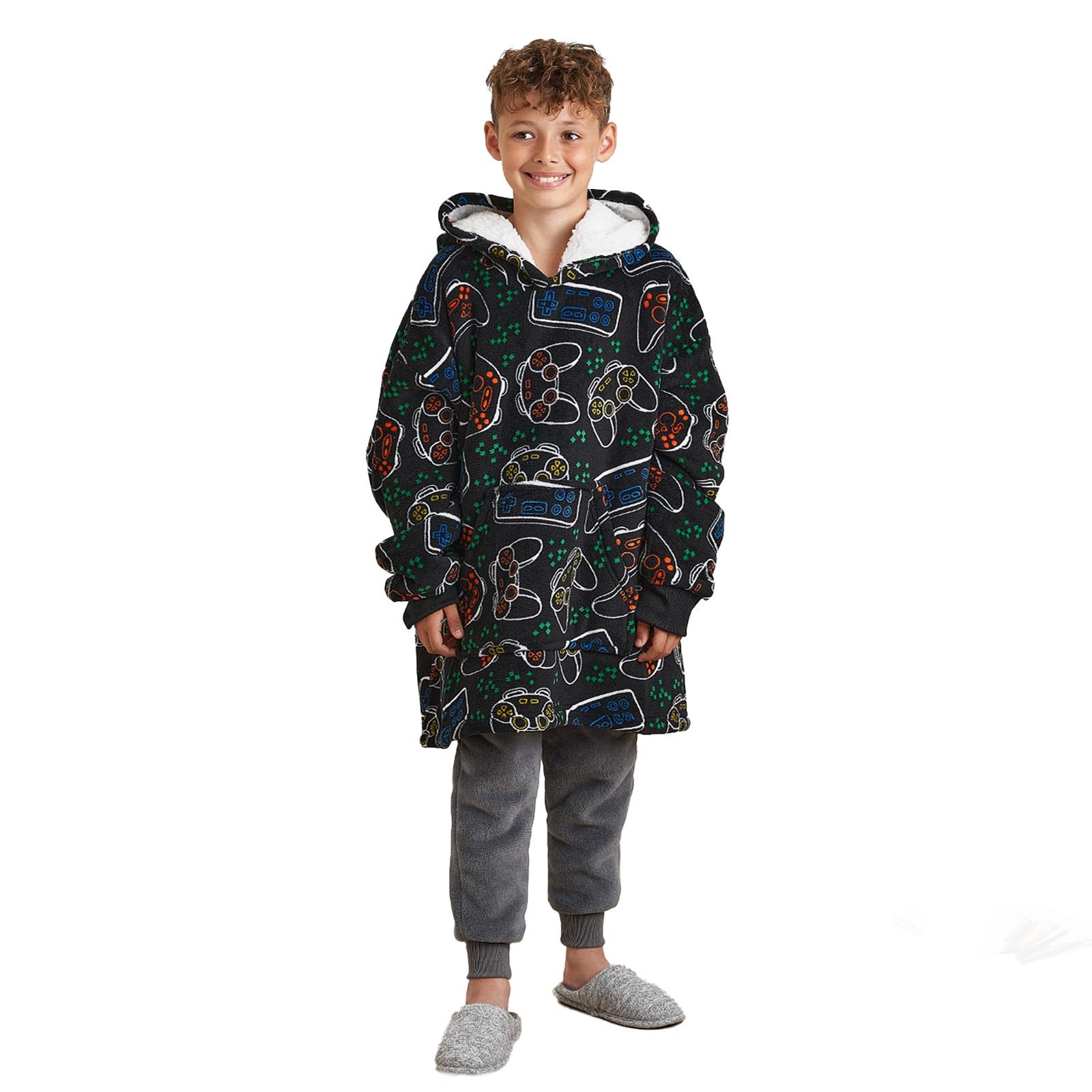 Kids Hoodie Blanket Oversized Sherpa Fleece Jumper Sweatshirt Soft Warm Throw - Picture 2 of 169
