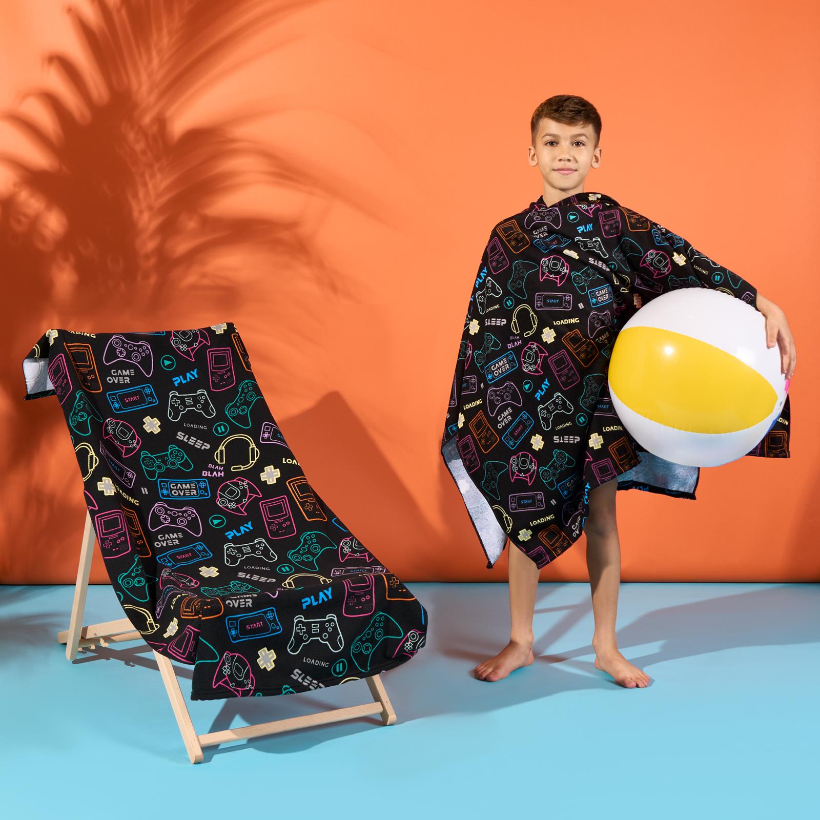 Kids Poncho Beach Towel Hooded Quick Dry Microfibre Holiday Swimming Absorbent - Picture 42 of 139