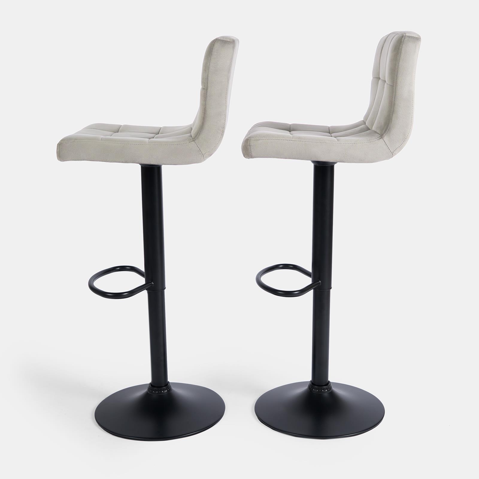 Adjustable Bar Stools x 2 Velvet Swivel Pub Seat Kitchen Breakfast Counter Chair - Picture 40 of 47