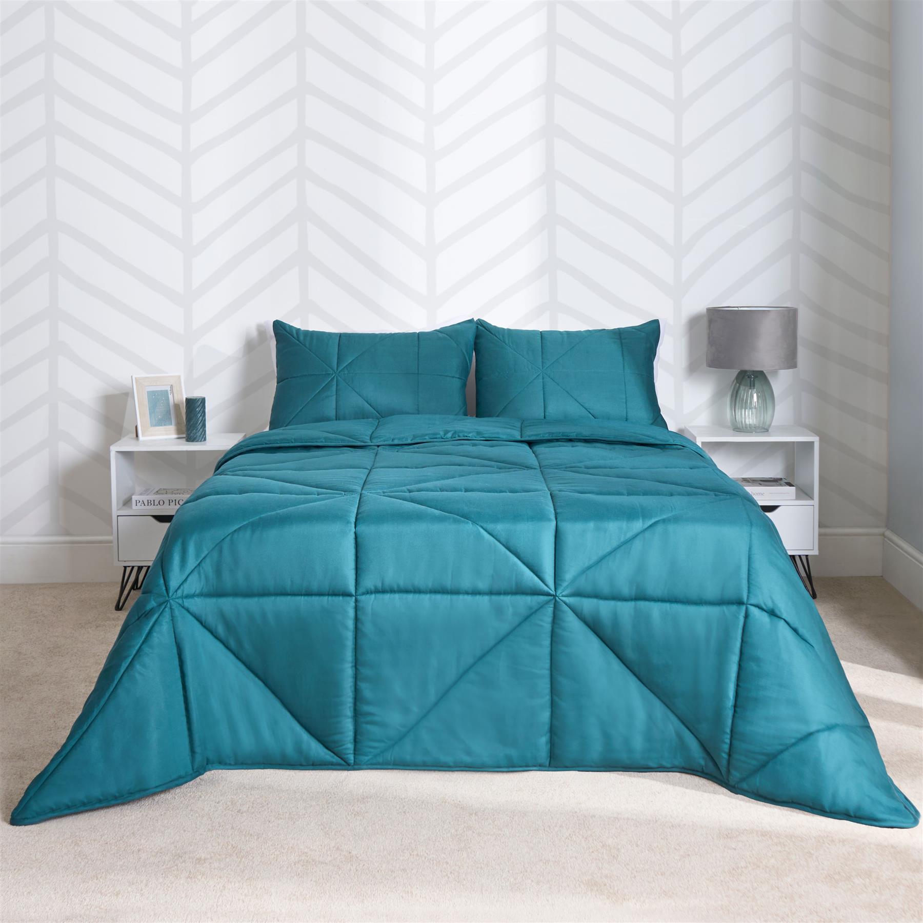 Coverless Duvet Geo Quilted 7.5 TOG Bedding Pillowcase Bed Set Double King Size - Picture 19 of 22