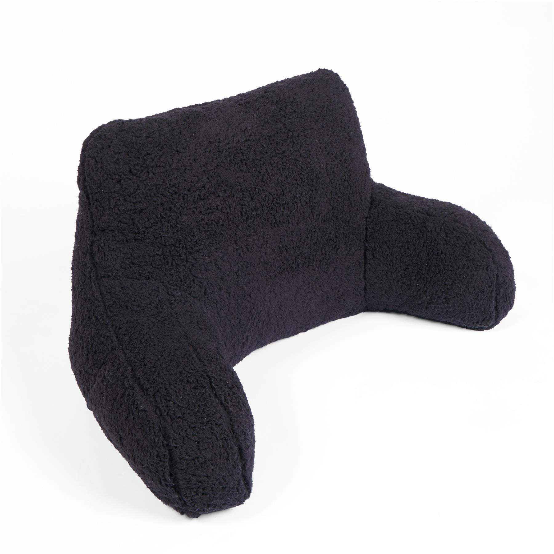 Teddy Fleece Bed Reading Cushion Pillow with Arms Lumbar Chair Back Rest Support - Picture 6 of 59