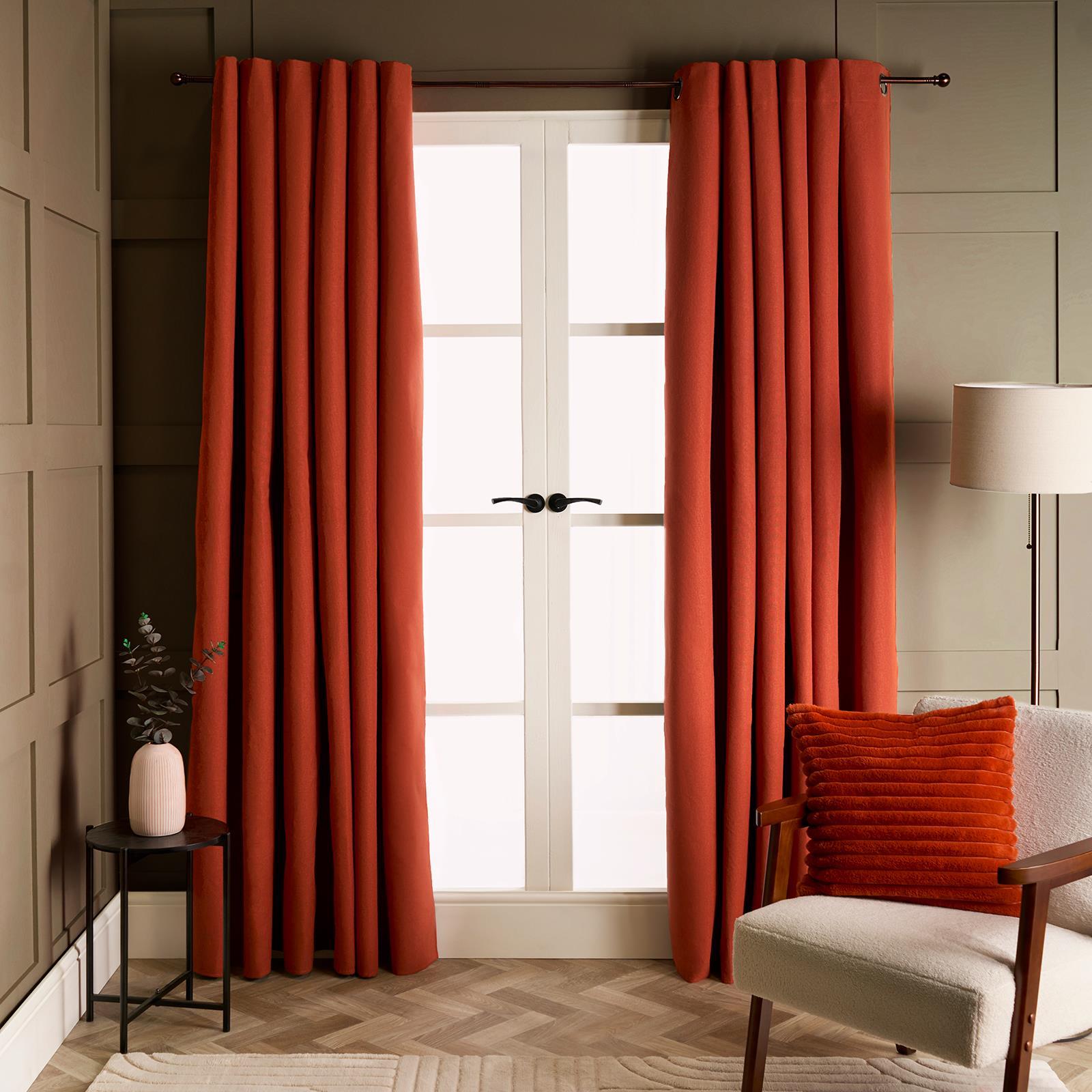 OHS Woven Texture Filled Curtains Thermal Eyelet Blackout