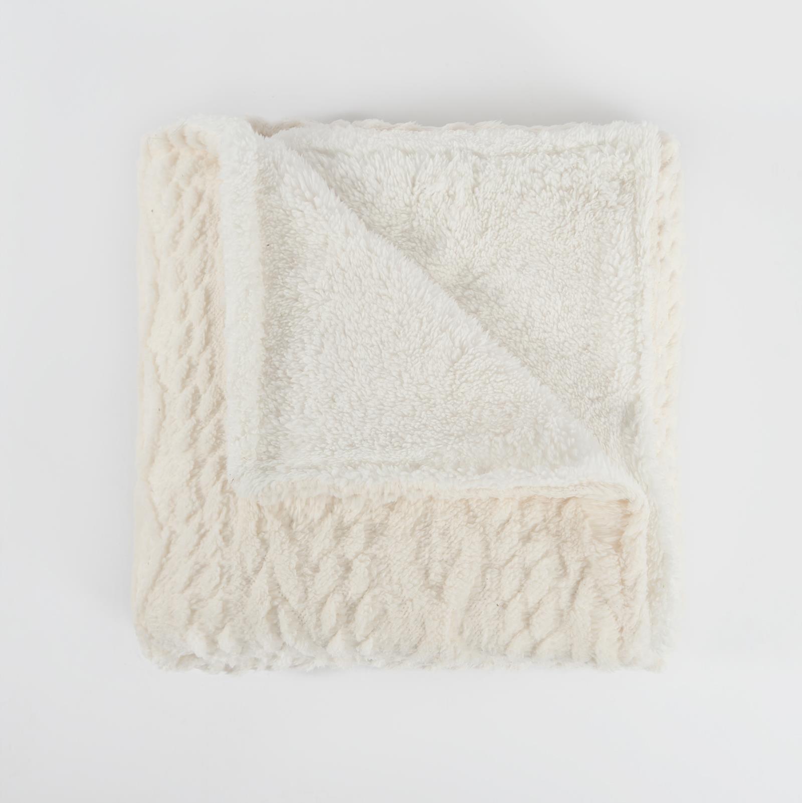 OHS Cable Knit Blanket Sherpa Fleece Sofa Plush Soft Warm Throw Over Bed Chair