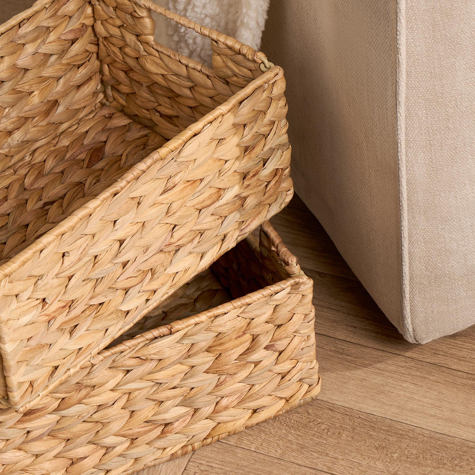 Natural Storage Cube Folding Rope Organiser Woven Wicker Hamper Strong Eco Box - Picture 4 of 20