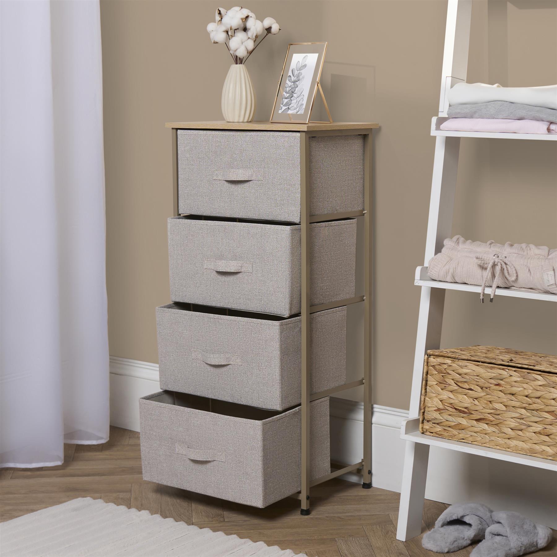 Fabric Cabinet Bedside 2/3/4 Drawers Storage Unit Clothes Shoes Home Organiser - Picture 67 of 94